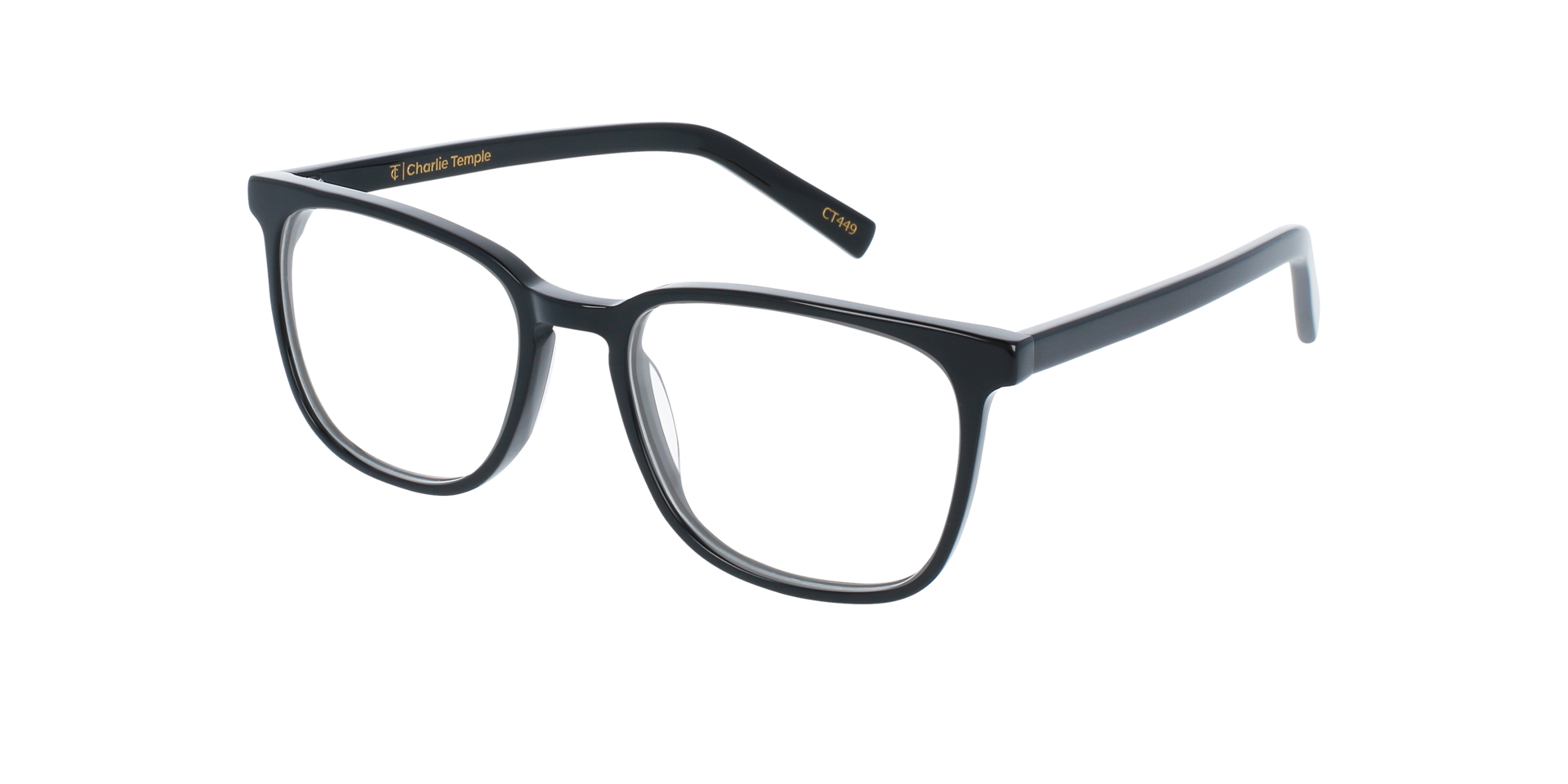 Berlin CT Jet Black AcetaatEyeglass Frames van B24, Hoekweergave