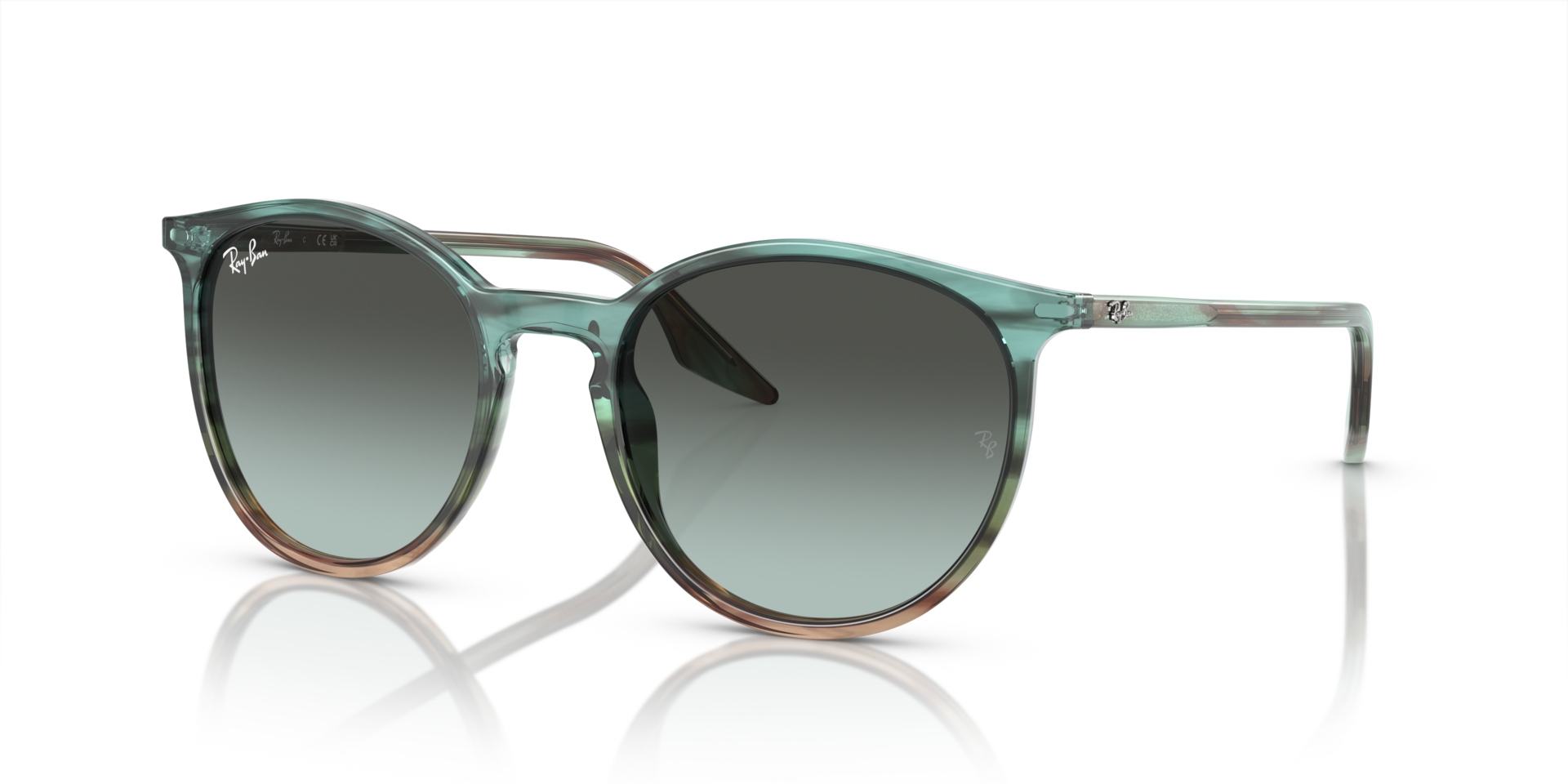 RB2204 Blau gestreift & Grün AcetatSunglass Frames von B24, Dreiviertelansicht