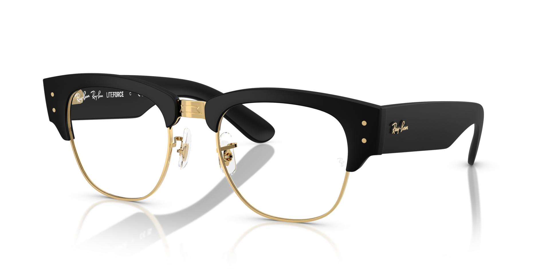 RB7316V Sand Black On Gold KunststoffEyeglass Frames von B24, Dreiviertelansicht
