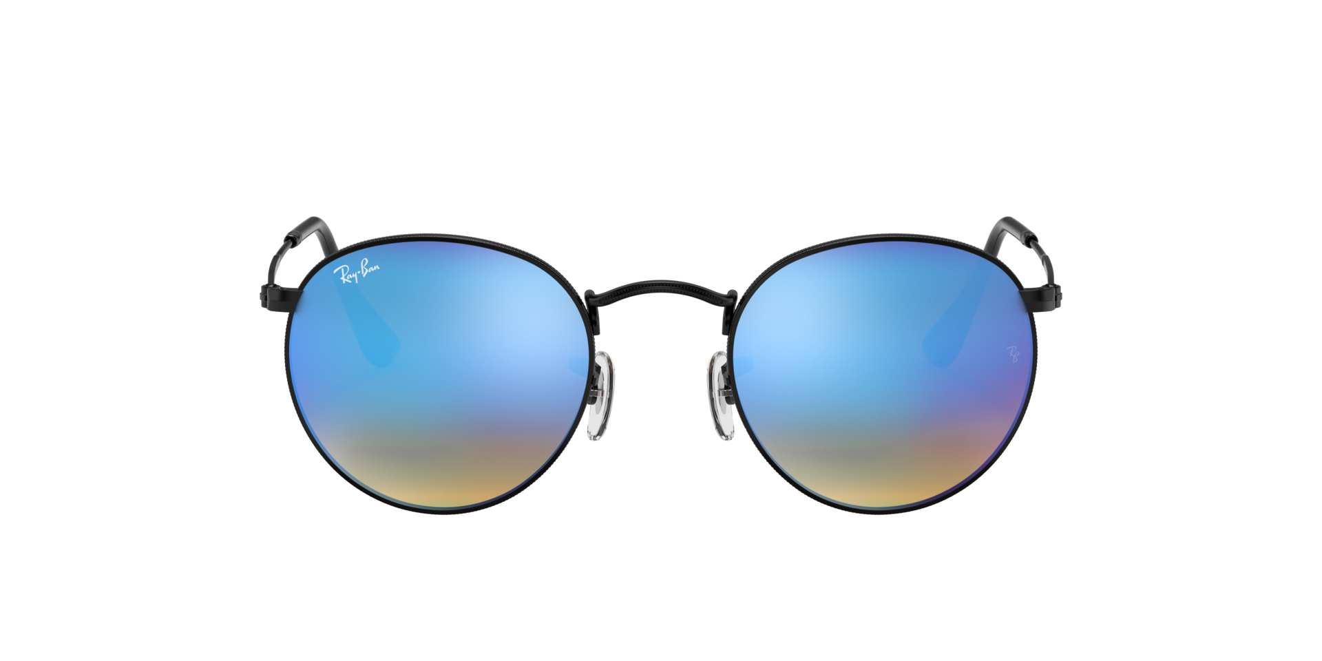 Round Flash Lenses Gradient Schwarz MetallSunglass Frames von B24, mit getönten Gläsern