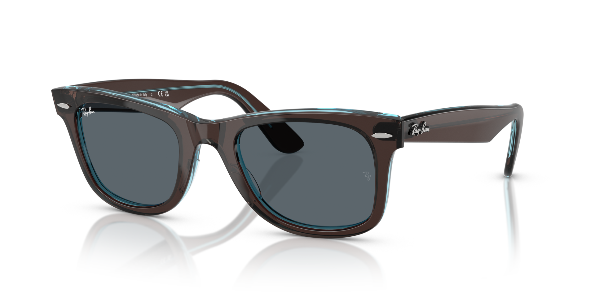 RB2140 Brown On Transparent Blue AcetaatSunglass Frames van B24, Hoekweergave