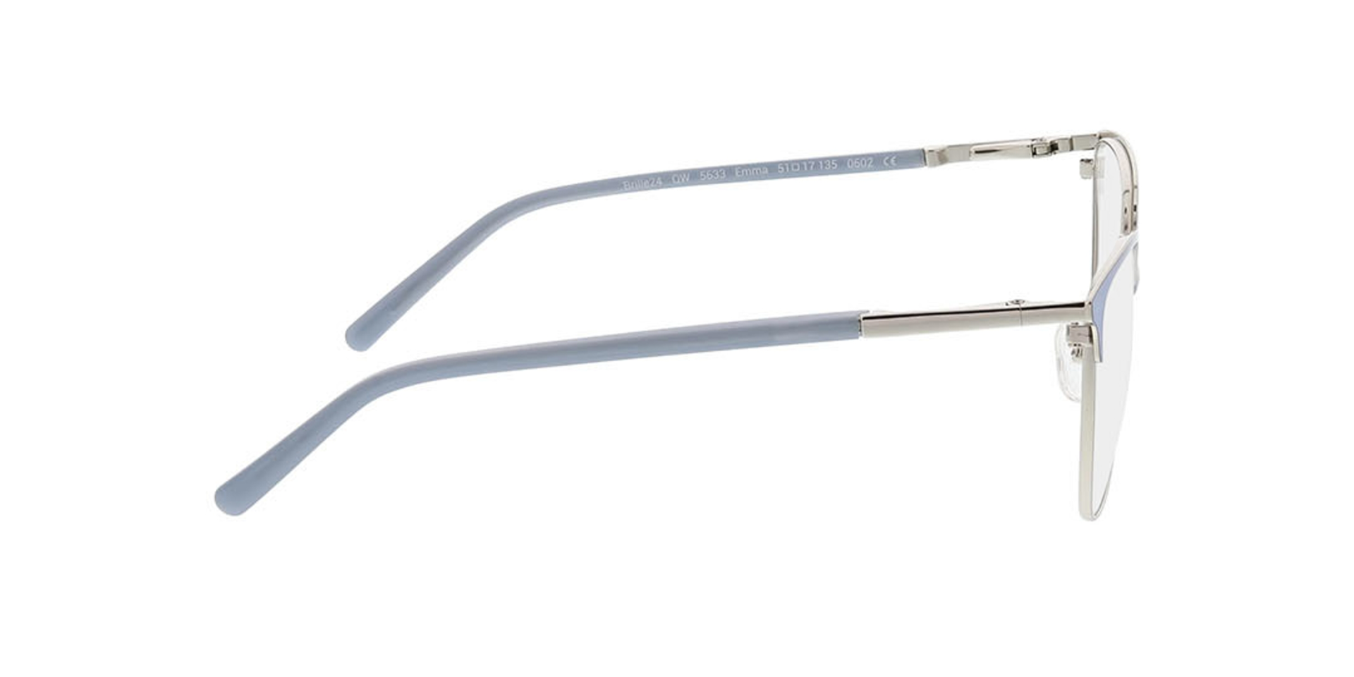 Emma Light Blue  &  Silver MetallEyeglass Frames von B24, Seitenansicht