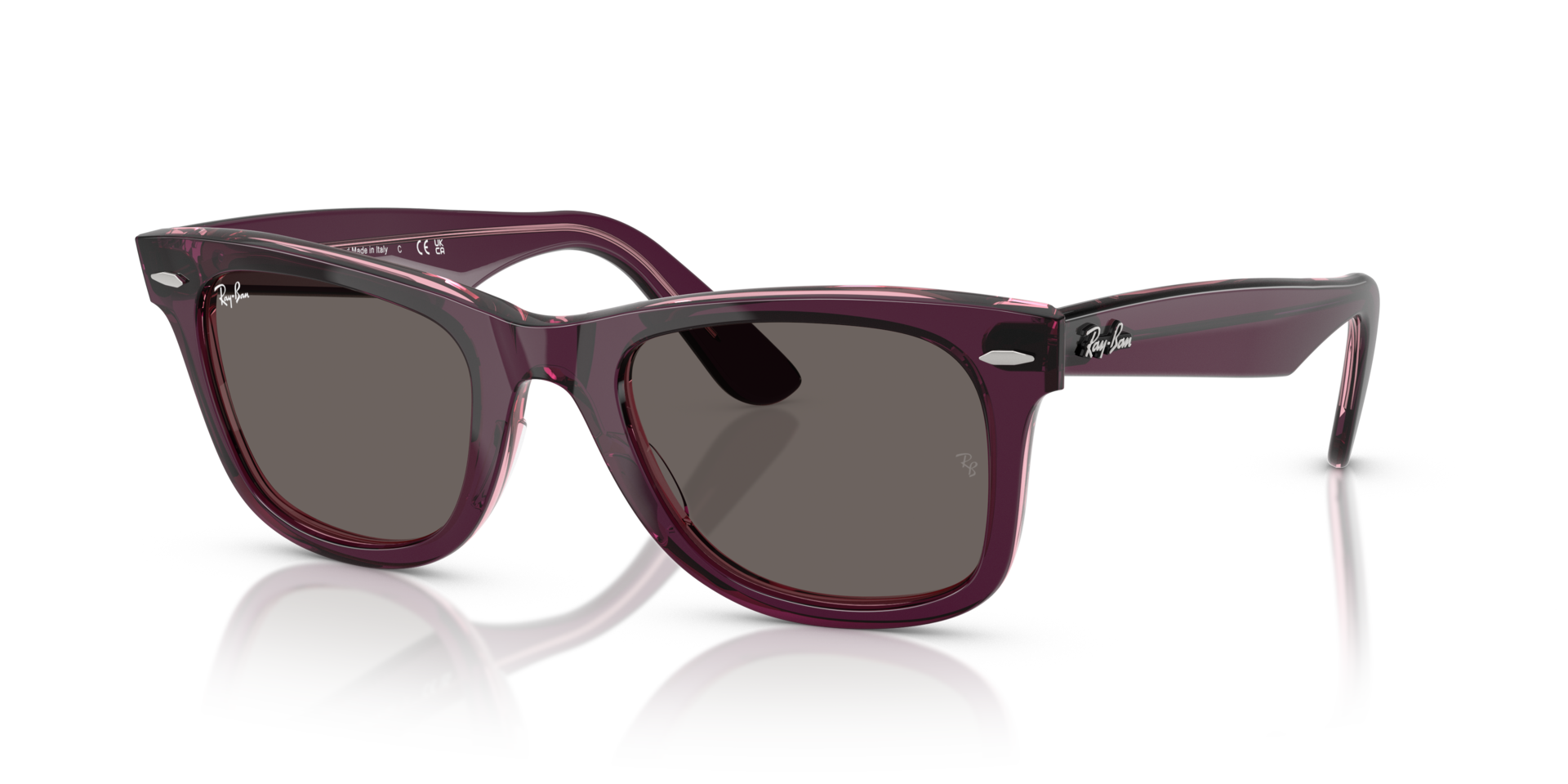 RB2140 Violet On Transparent Pink AcetaatSunglass Frames van B24, Hoekweergave