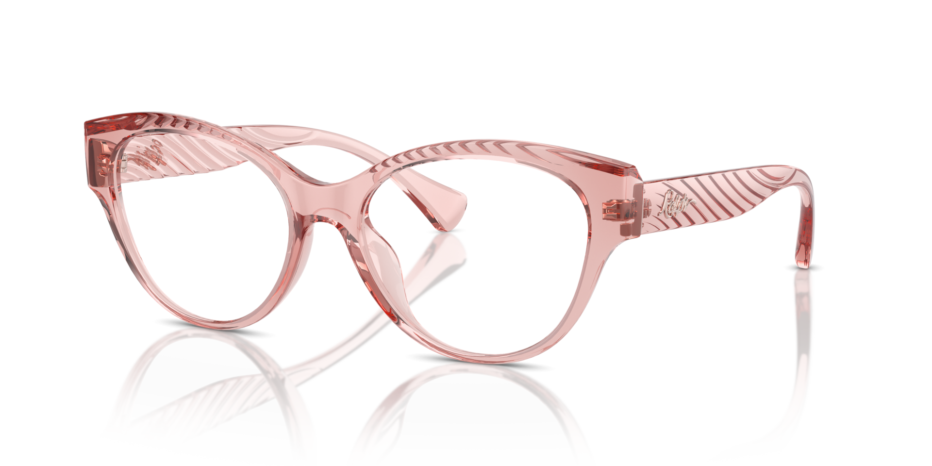 RA7164U Shiny Transparent Pink KunststofEyeglass Frames van B24, Hoekweergave