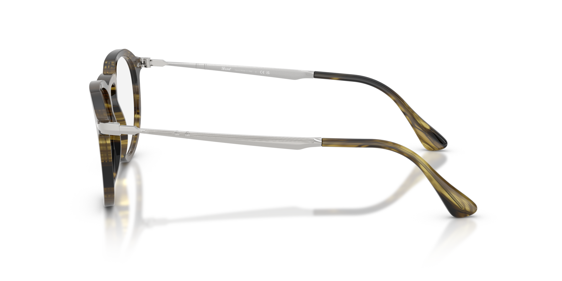 PO3387V Striped Black & Olive Green AcetatEyeglass Frames von B24, Seitenansicht