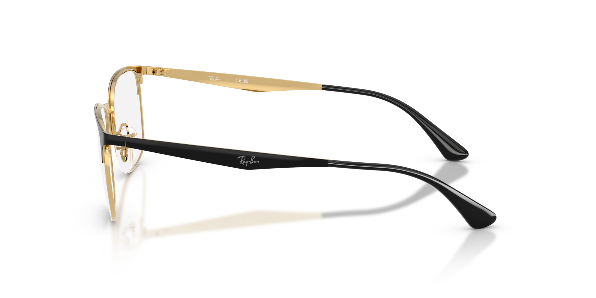 RB6421 Black & Gold MetaalEyeglass Frames van B24, Zijaanzicht