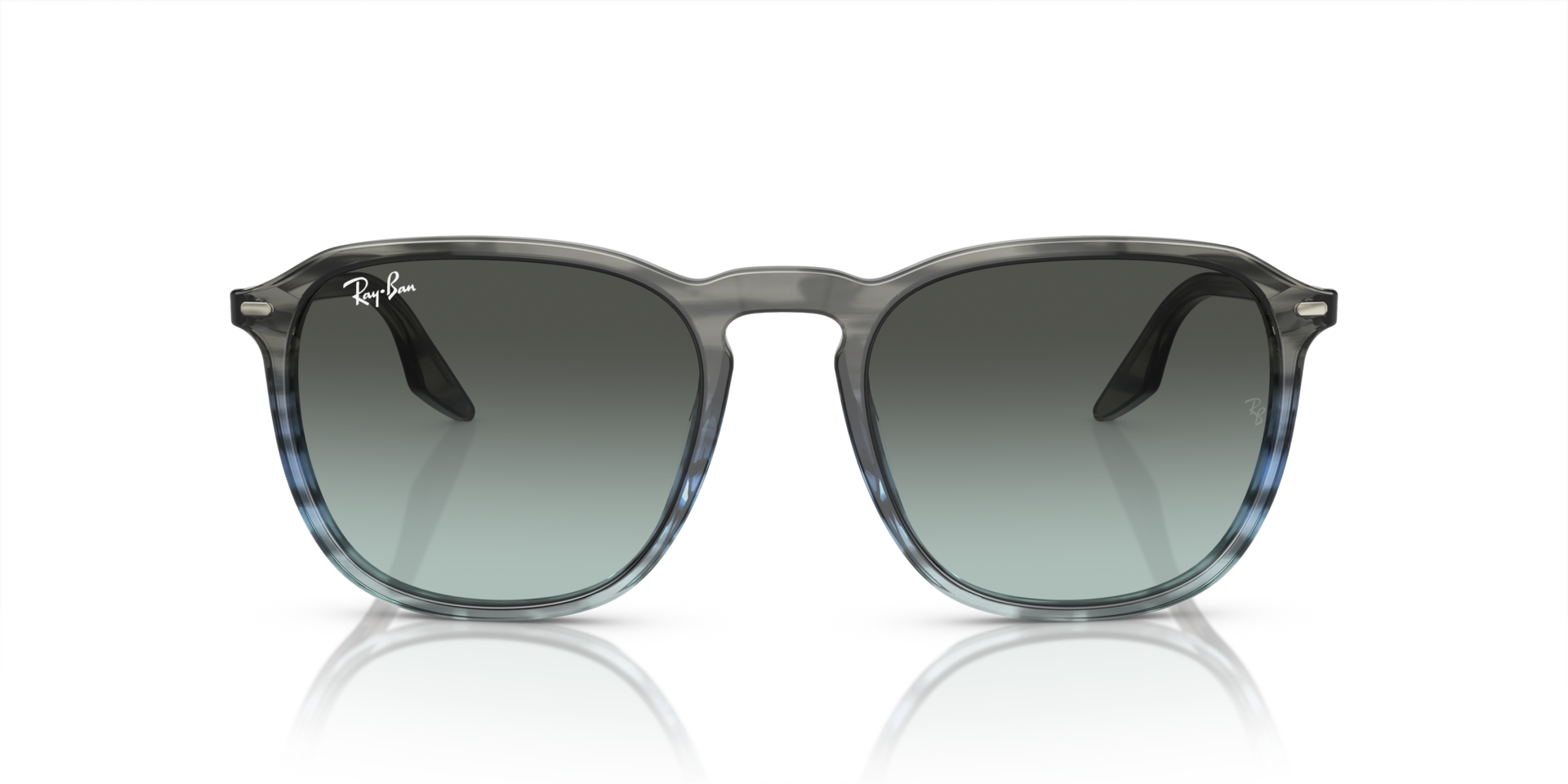RB2203 Gestreept grijs en blauw AcetaatSunglass Frames van B24, Vooraanzicht