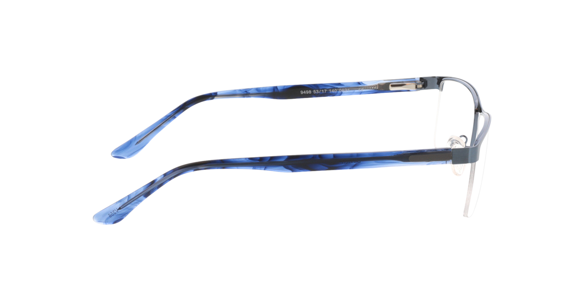 Daxton Blau matt  &  Blau gesprenkelt MetallEyeglass Frames von B24, Seitenansicht