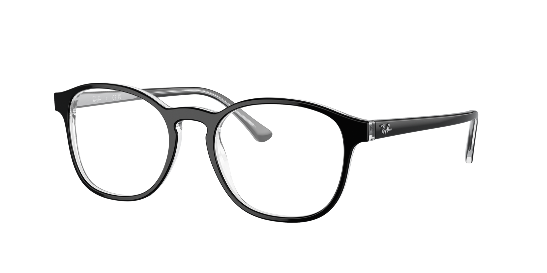 RB5417 Zwart op transparant AcetaatEyeglass Frames van B24, Hoekweergave