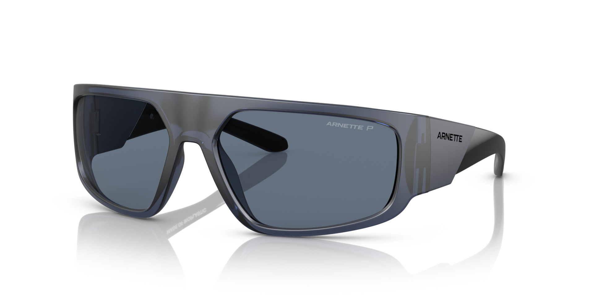 AN4304 Matte Transparent Blue KunststofSunglass Frames van B24, Hoekweergave