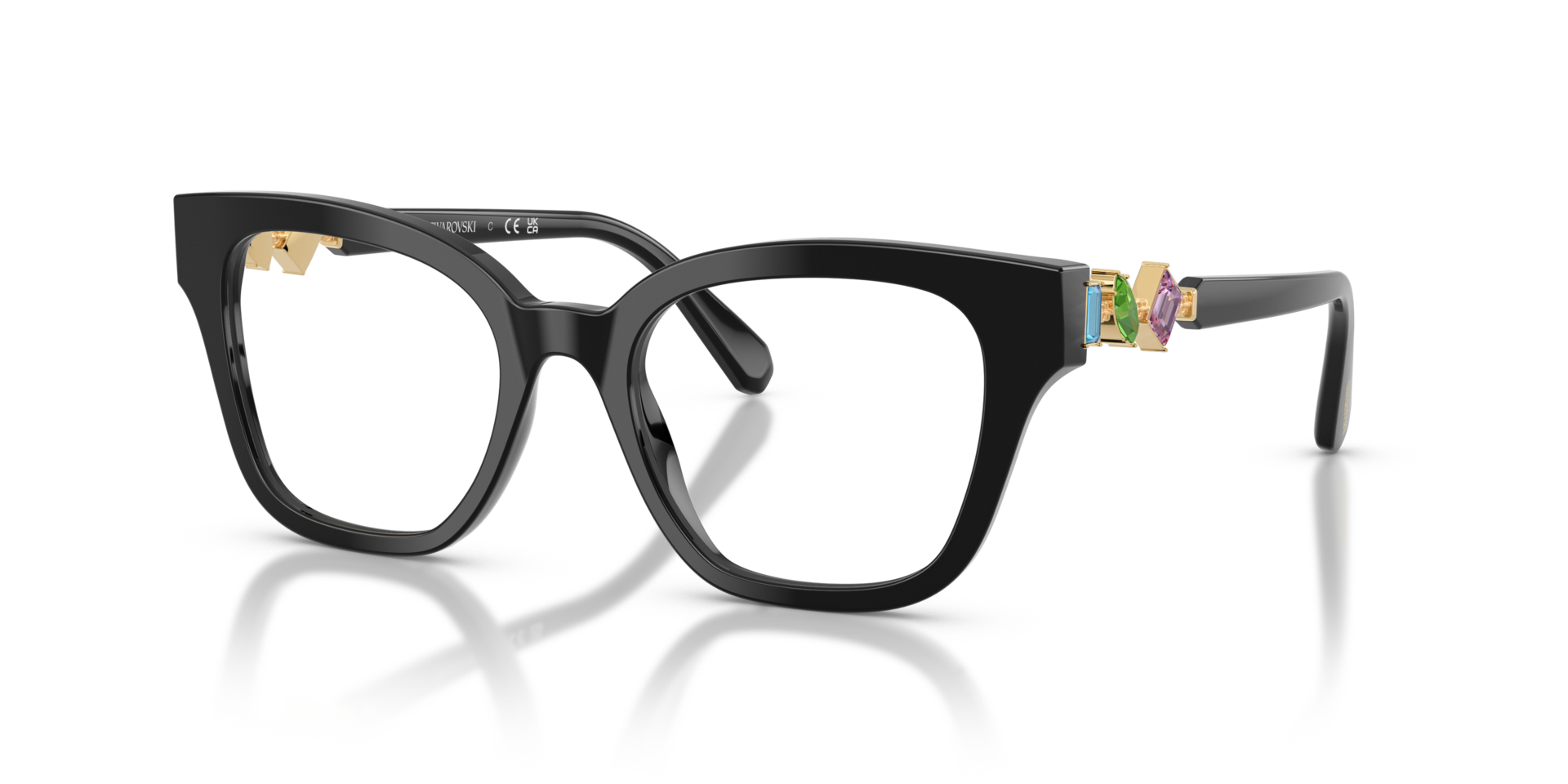 SK2048 Schwarz AcetatEyeglass Frames von B24, Dreiviertelansicht