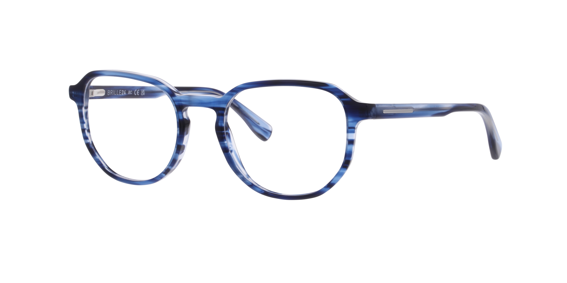 Odin Kristall Blau Horn AcetatEyeglass Frames von B24, Dreiviertelansicht