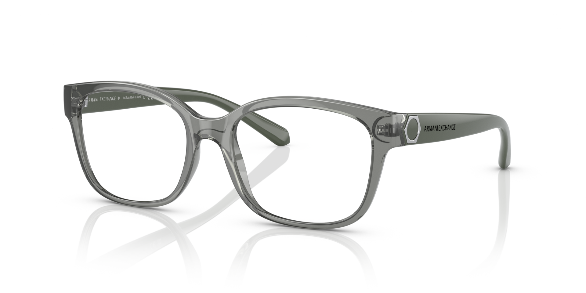 AX3098 Shiny Transparent Green KunststoffEyeglass Frames von B24, Dreiviertelansicht