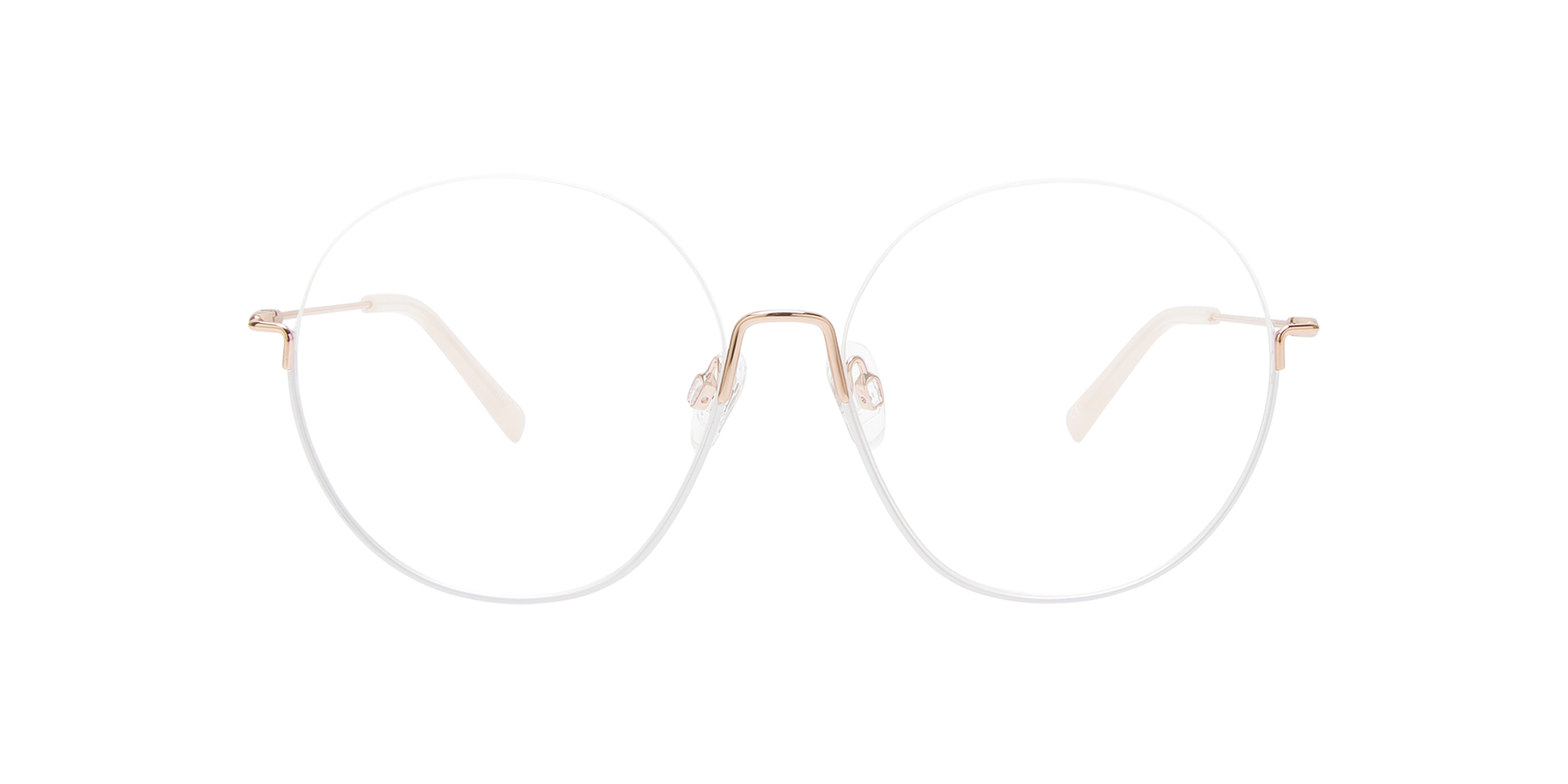Orianna Rose Gold & White Metal MetallEyeglass Frames von B24, Vorderansicht