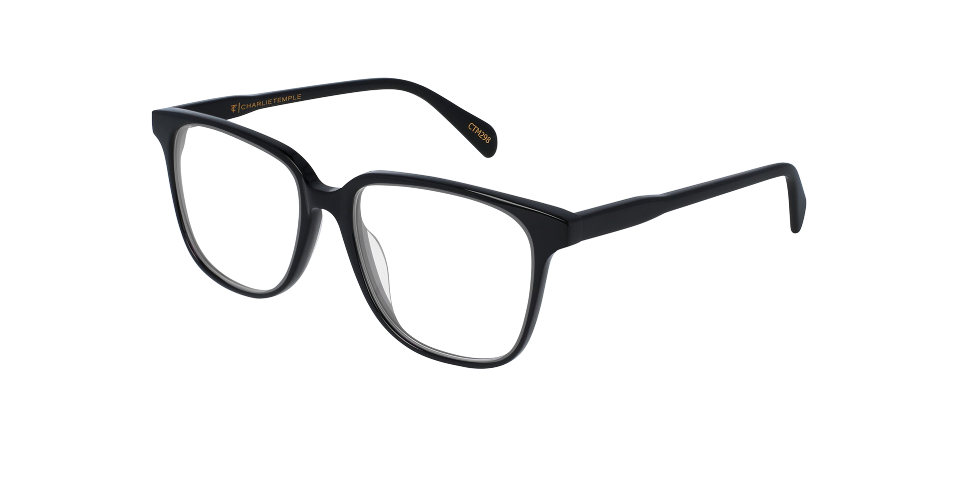 Paxton Zwart AcetaatEyeglass Frames van B24, Hoekweergave