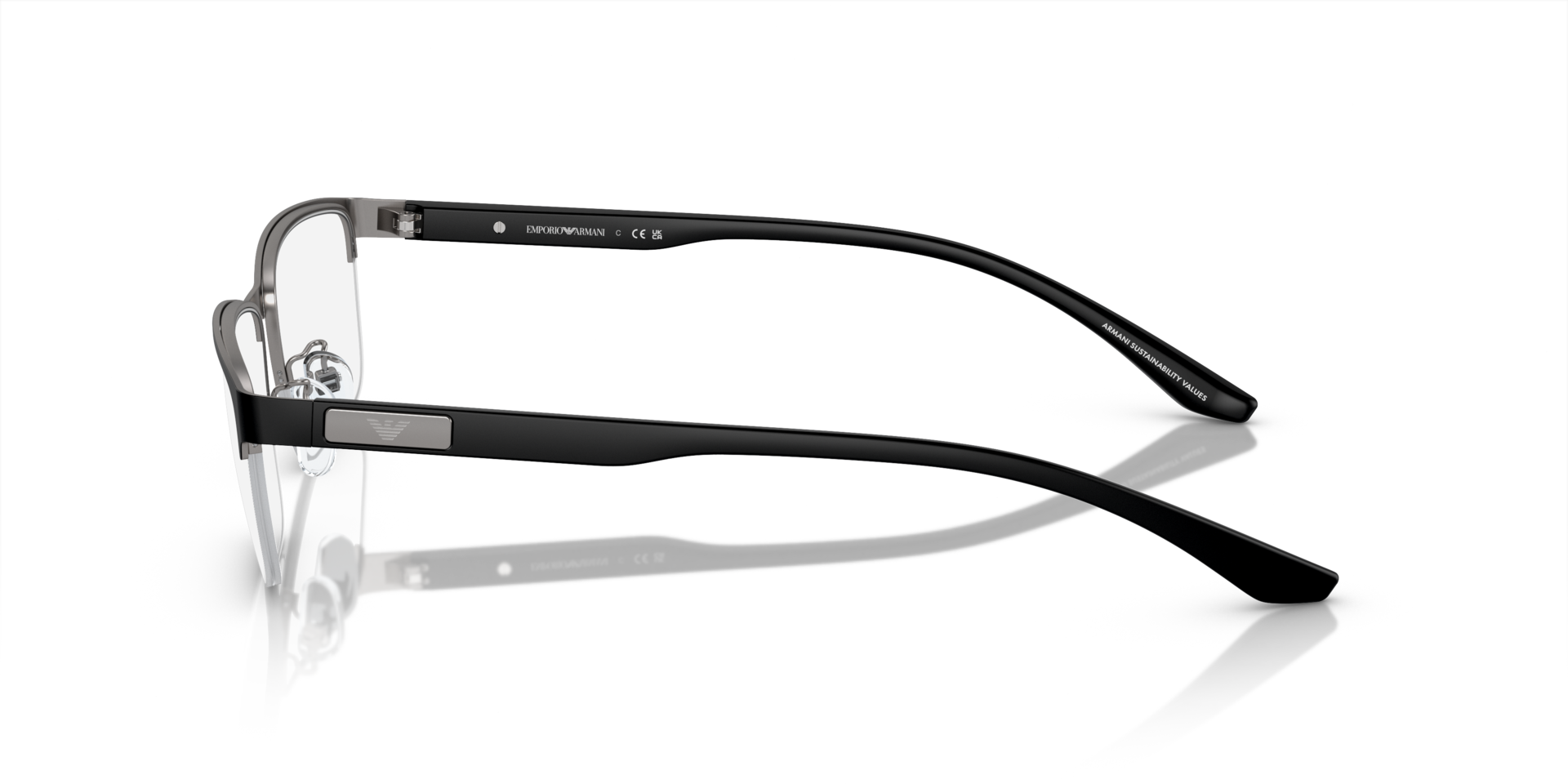 EA1147 Mat staalgrijs & zwart MetaalEyeglass Frames van B24, Zijaanzicht
