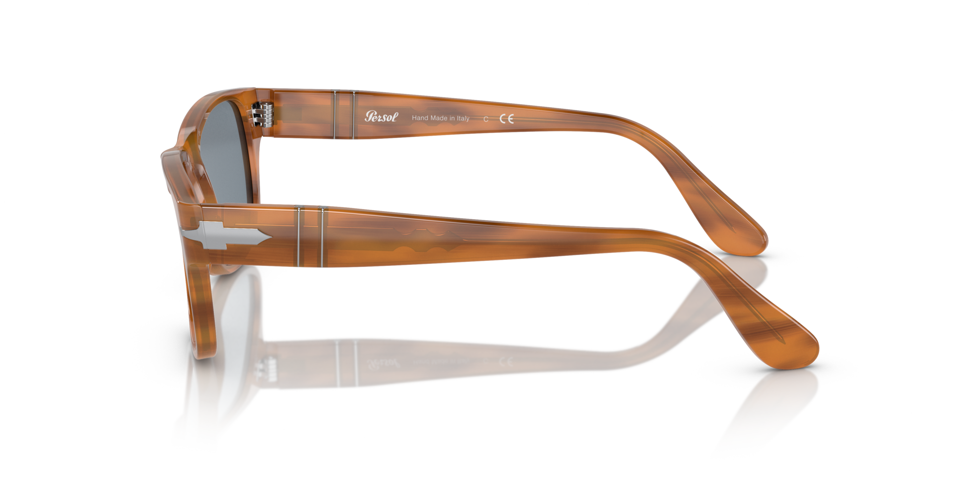 PO3288S Braun gestreift AcetatSunglass Frames von B24, Seitenansicht