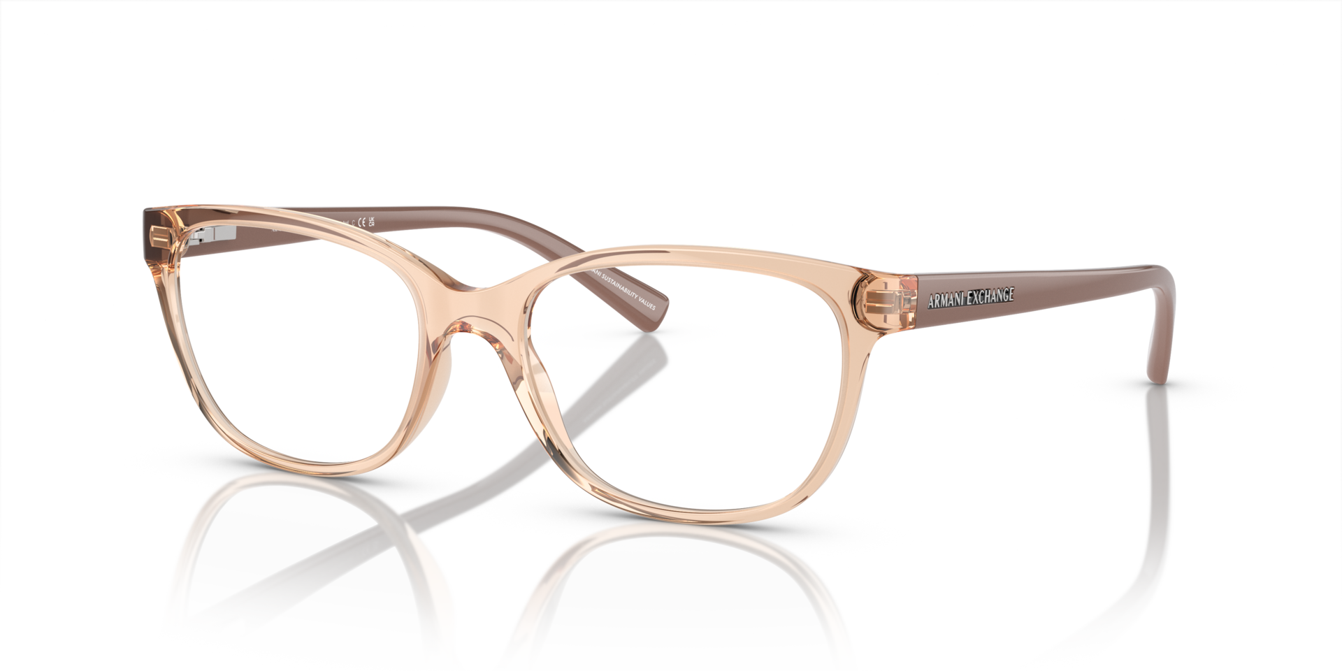 AX3037 Glanzend transparant toendra KunststofEyeglass Frames van B24, Hoekweergave