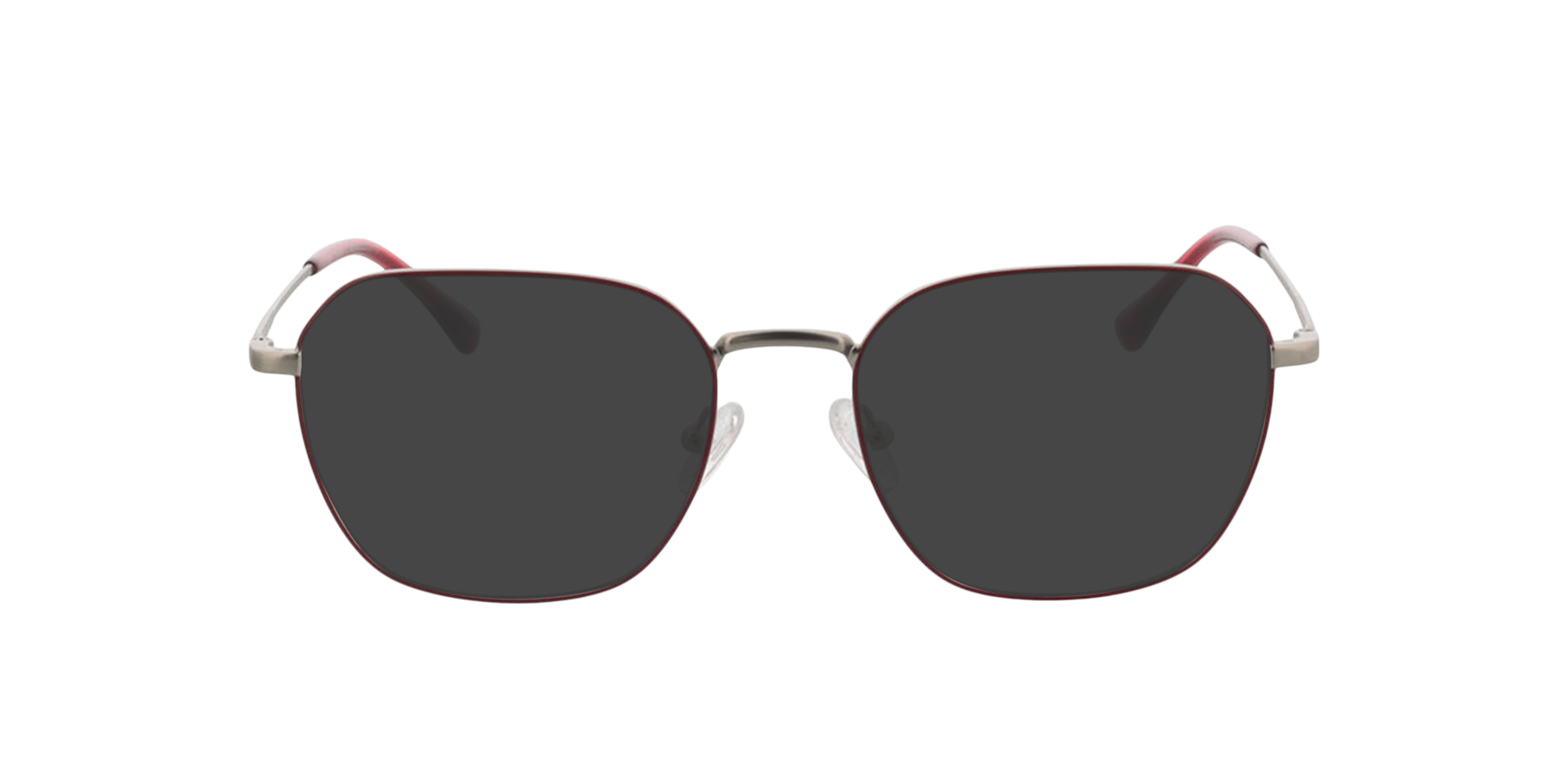 Tanger Matt Silver  &  Red MetallEyeglass Frames von B24, mit getönten Gläsern
