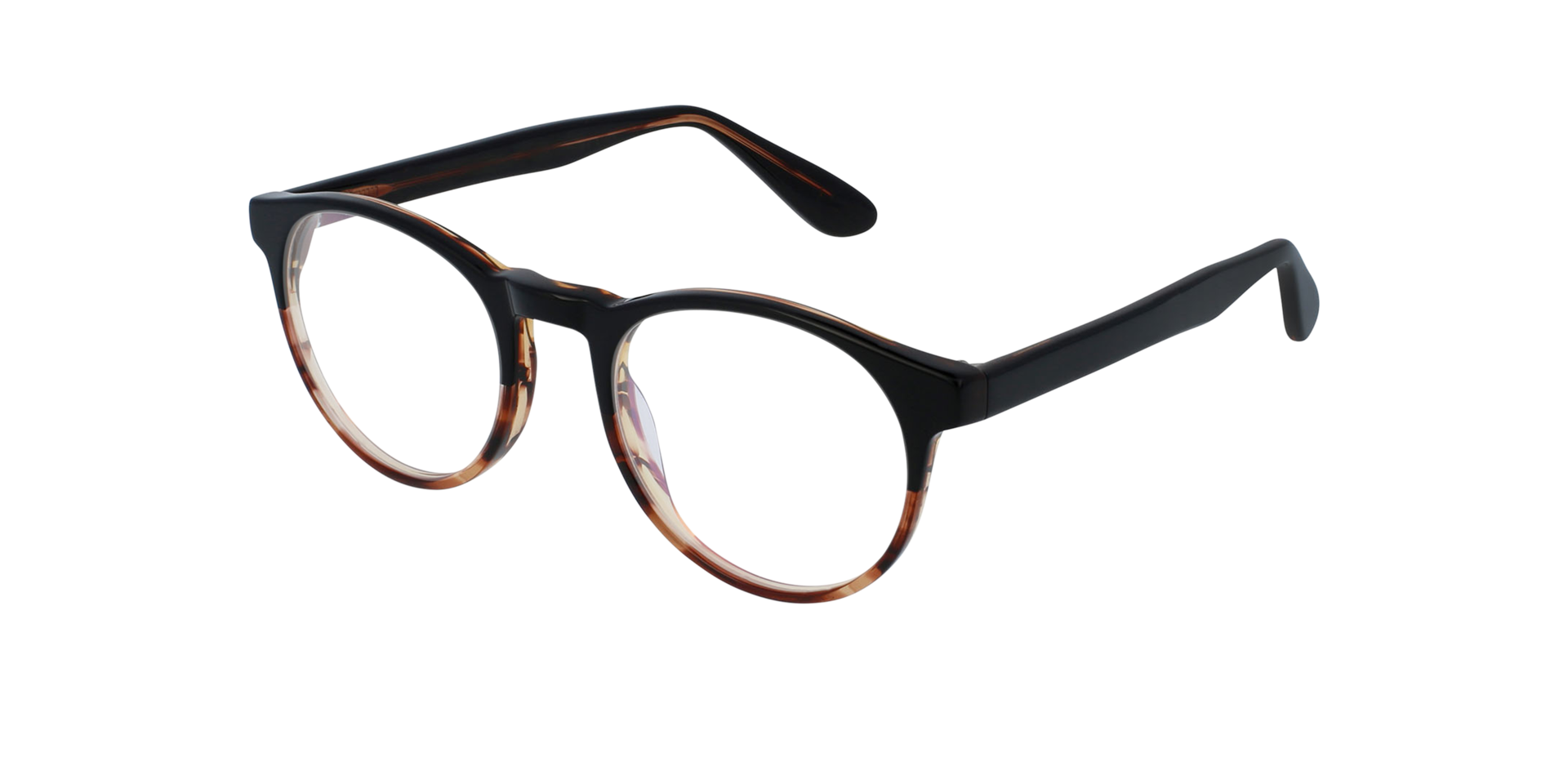 Parker CT Black Fades Cinnamon AcetaatEyeglass Frames van B24, Hoekweergave