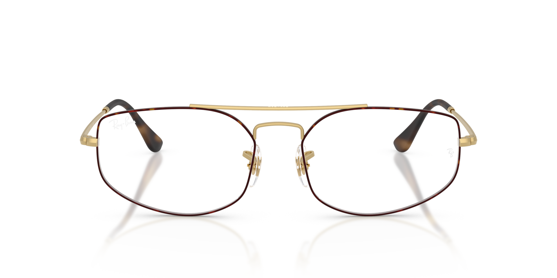 RB6545 Matte Havana On Matte Arista Gold MetaalEyeglass Frames van B24, Vooraanzicht