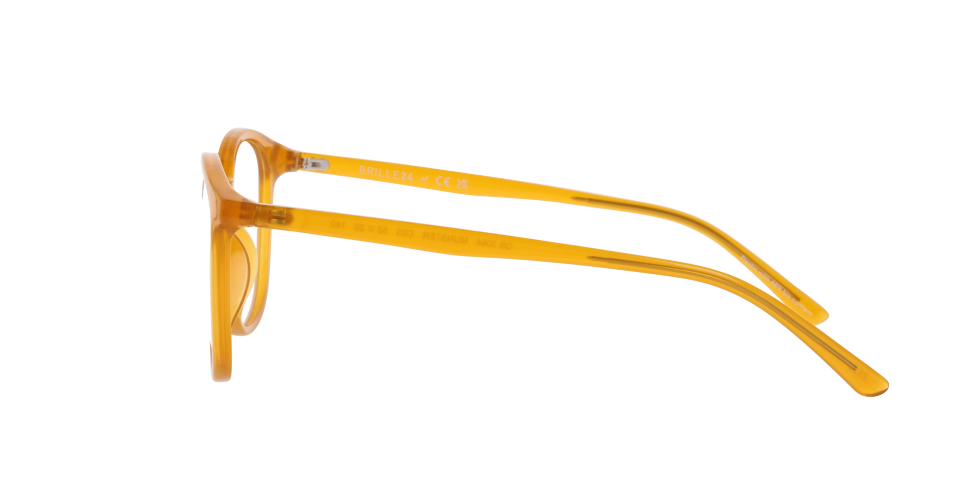 Münster Crystal Light Yellow KunststofEyeglass Frames van B24, Zijaanzicht