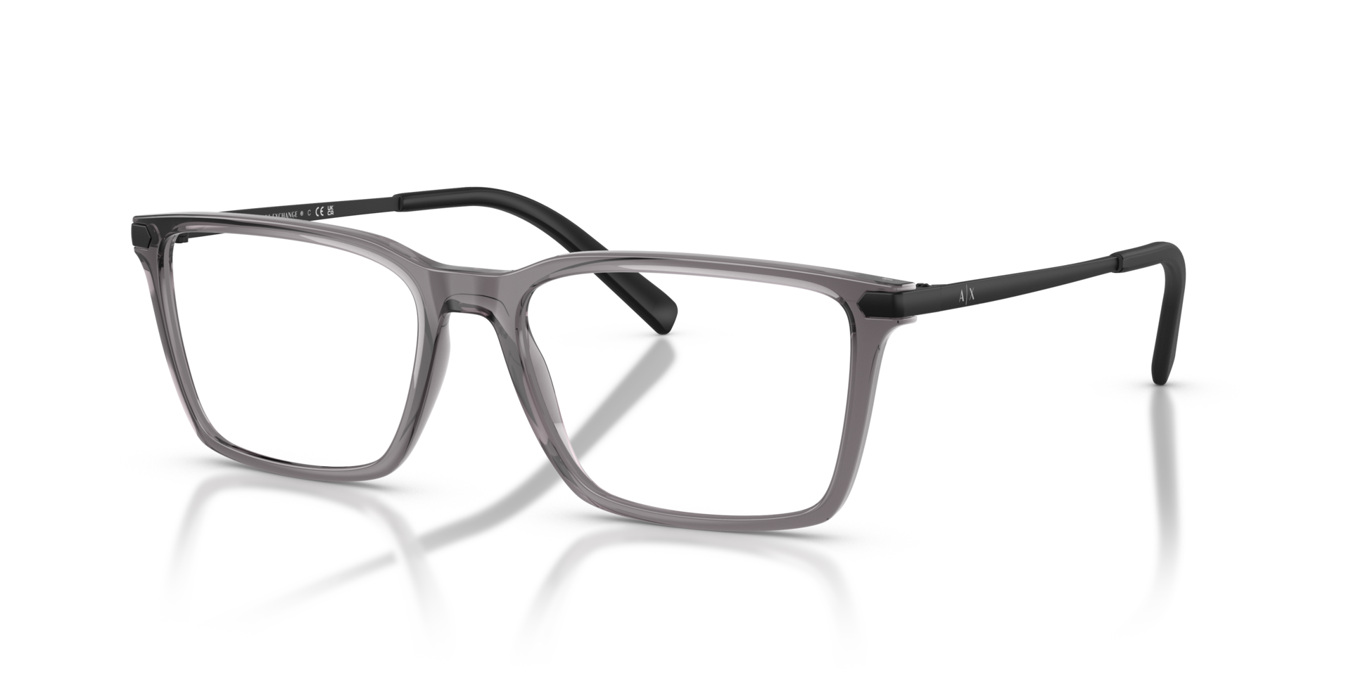 AX3077 Glänzendes transparentes Grau KunststoffEyeglass Frames von B24, Dreiviertelansicht