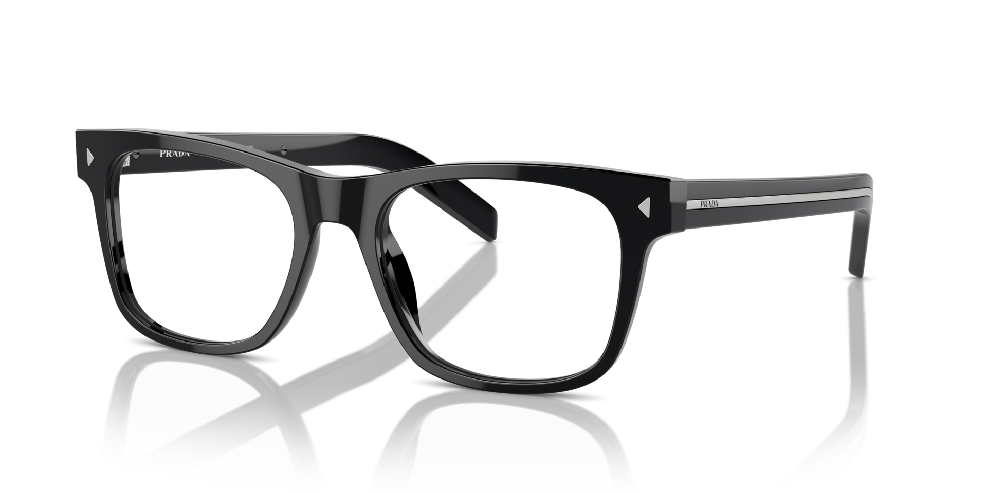 PR A13V Zwart AcetaatEyeglass Frames van B24, Hoekweergave