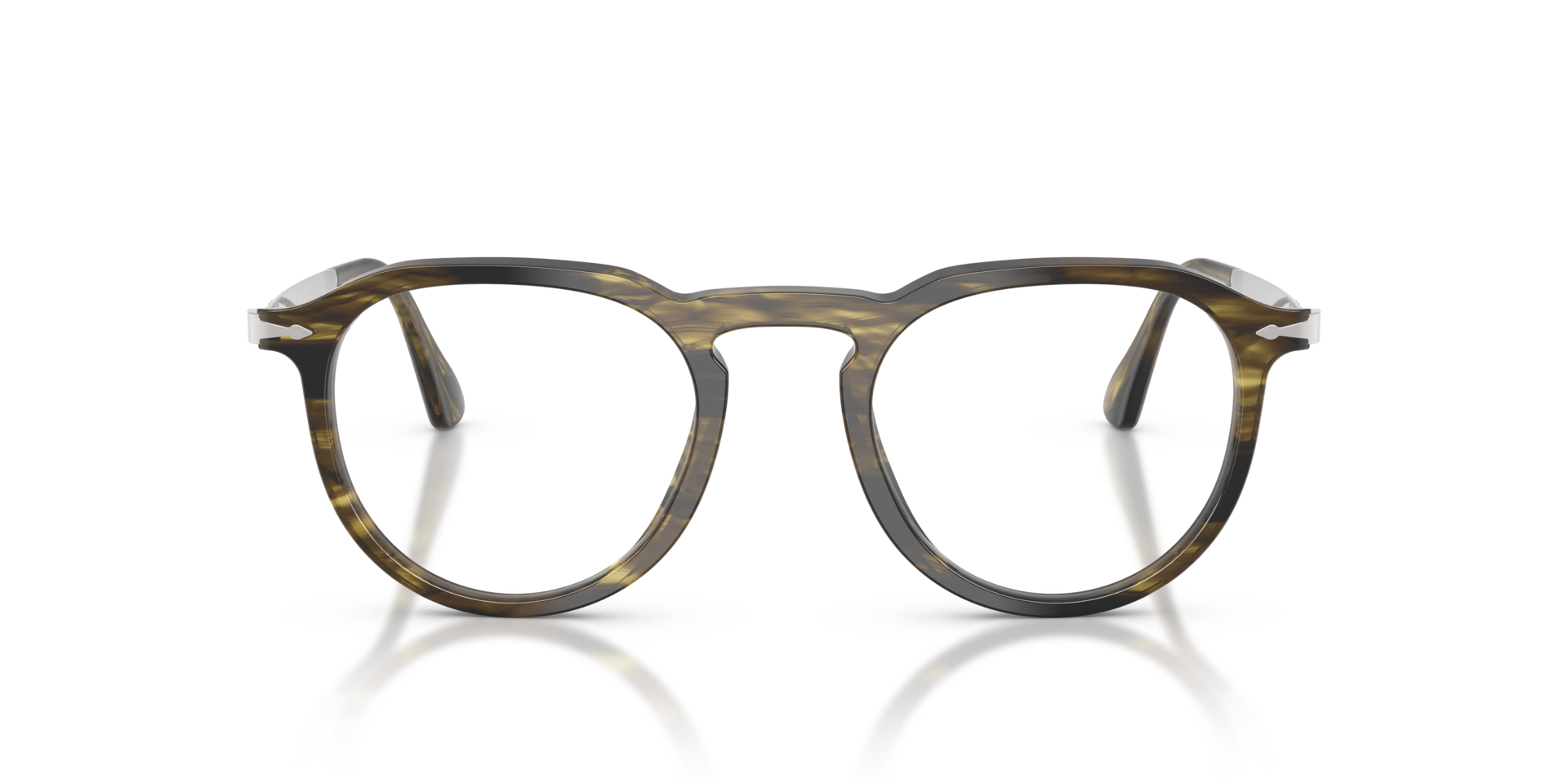 PO3387V Striped Black & Olive Green AcetatEyeglass Frames von B24, Vorderansicht
