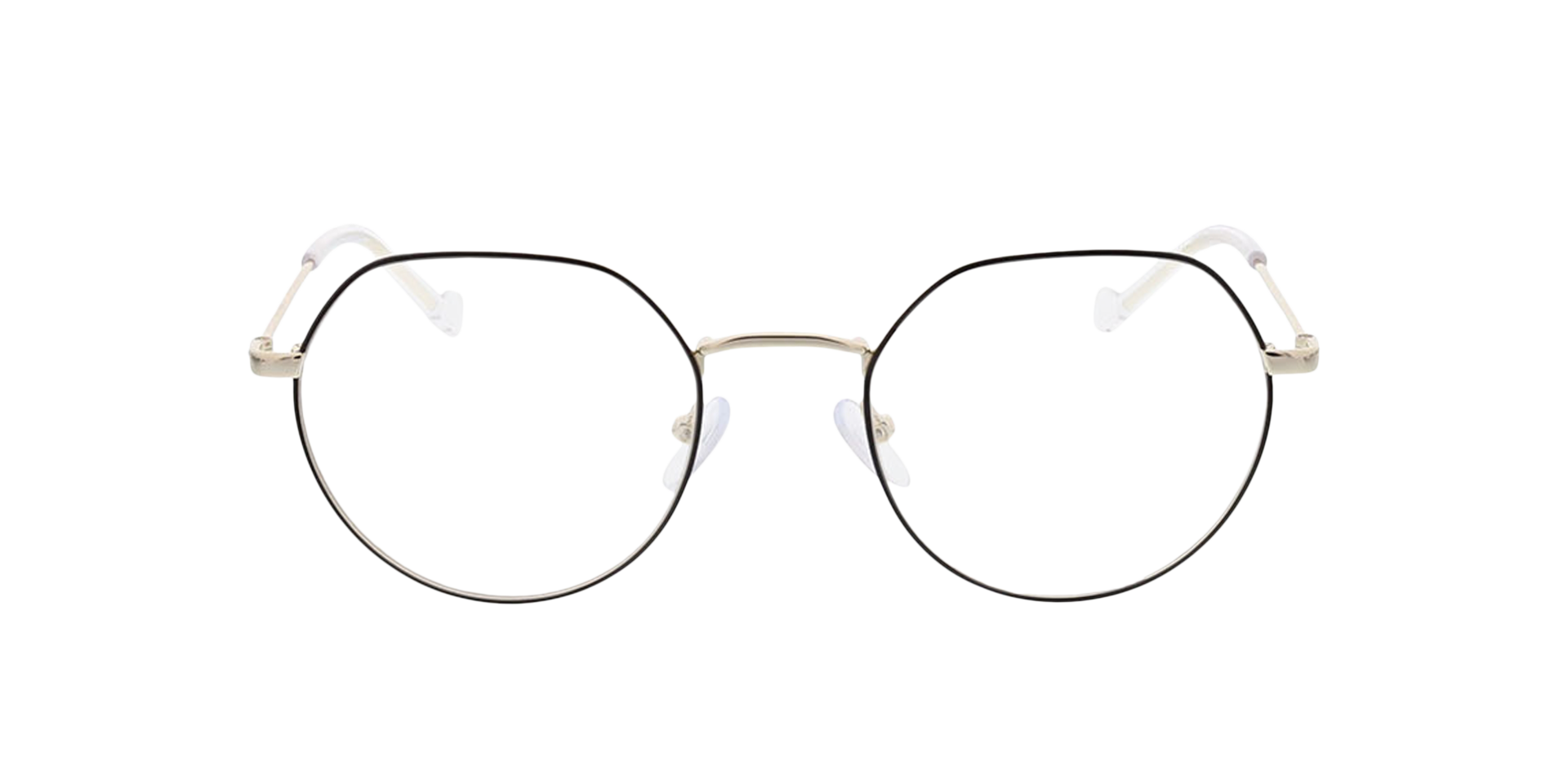 Maui Schwarz & Gold MetallEyeglass Frames von B24, Vorderansicht