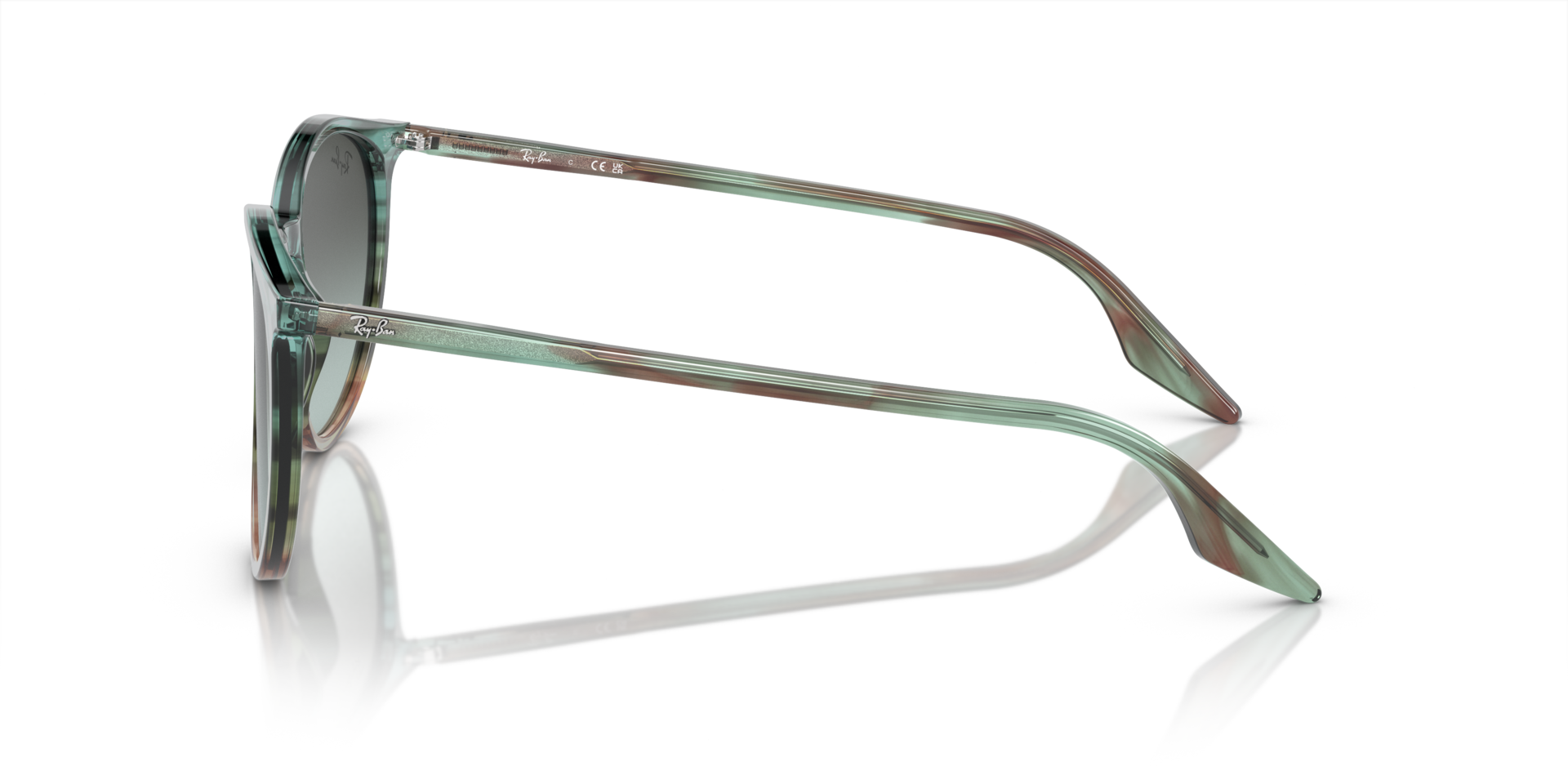 RB2204 Blau gestreift & Grün AcetatSunglass Frames von B24, Seitenansicht