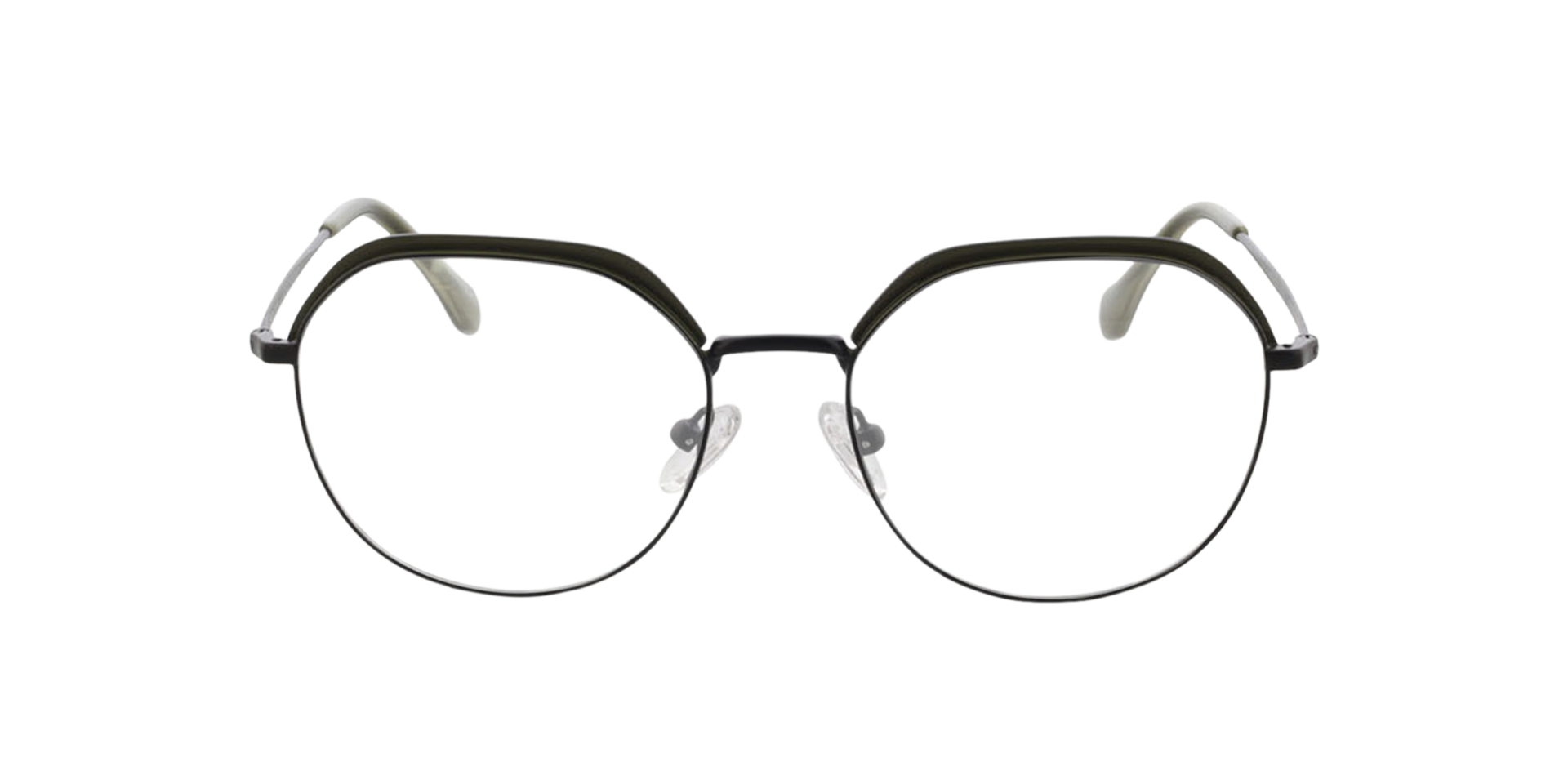 Ibiza Matzwart  &  kaki MetaalEyeglass Frames van B24, Vooraanzicht