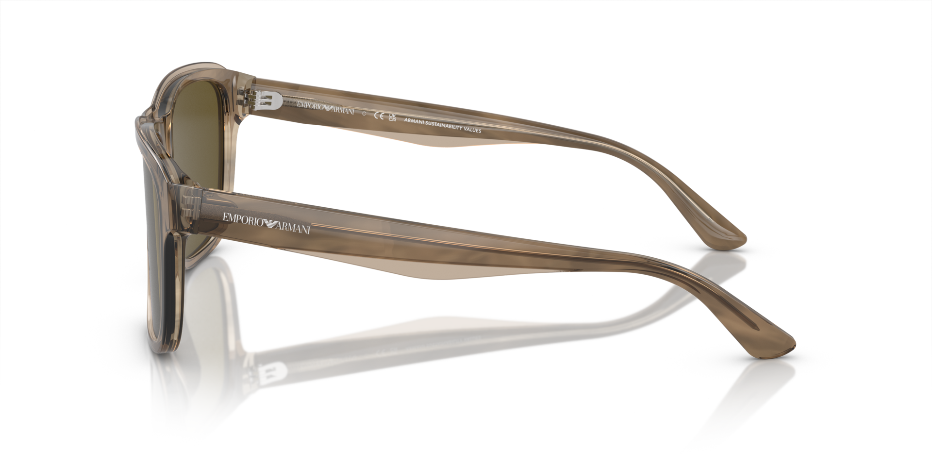 EA4208 Glanzend groen & bovenkant bruin AcetaatSunglass Frames van B24, Zijaanzicht