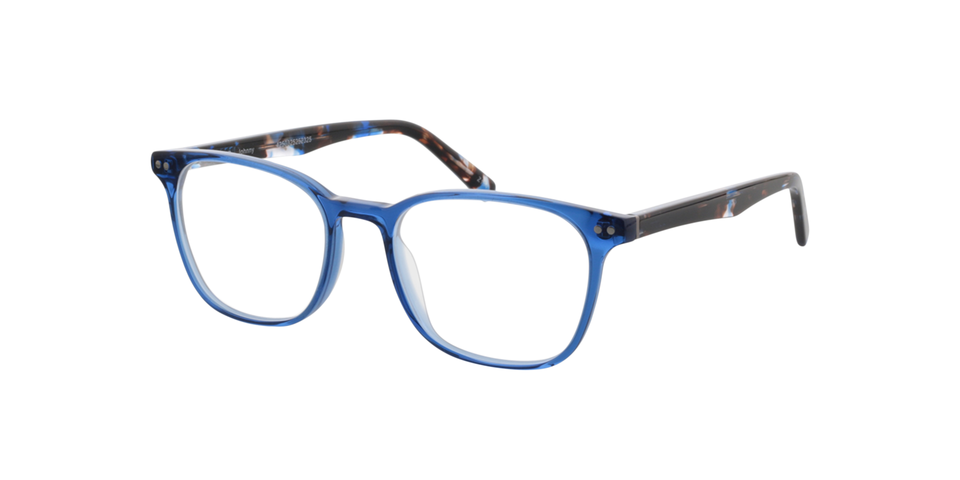 Johnny Crystal Blue  &  Blue Havana AcetatEyeglass Frames von B24, Dreiviertelansicht