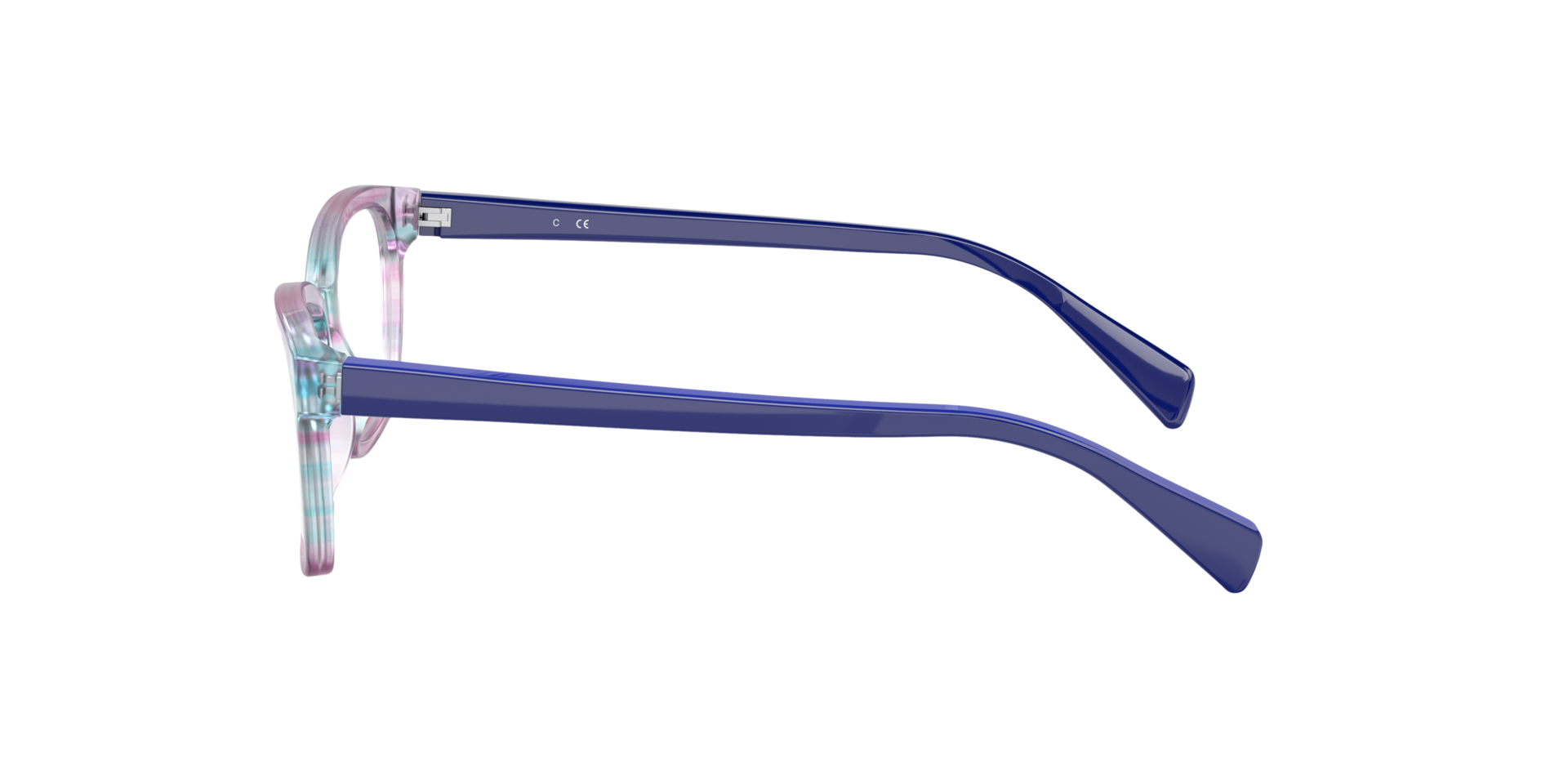 RB1591 Violet gestreept meerkleurig AcetaatEyeglass Frames van B24, Zijaanzicht