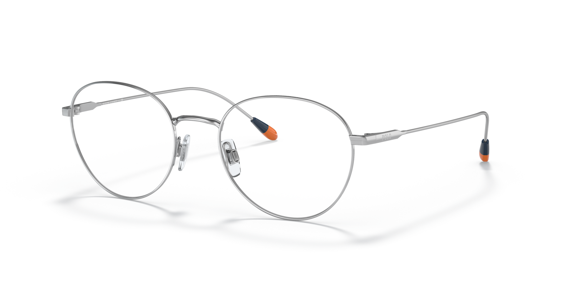 PH1208 Shiny Silver MetaalEyeglass Frames van B24, Hoekweergave