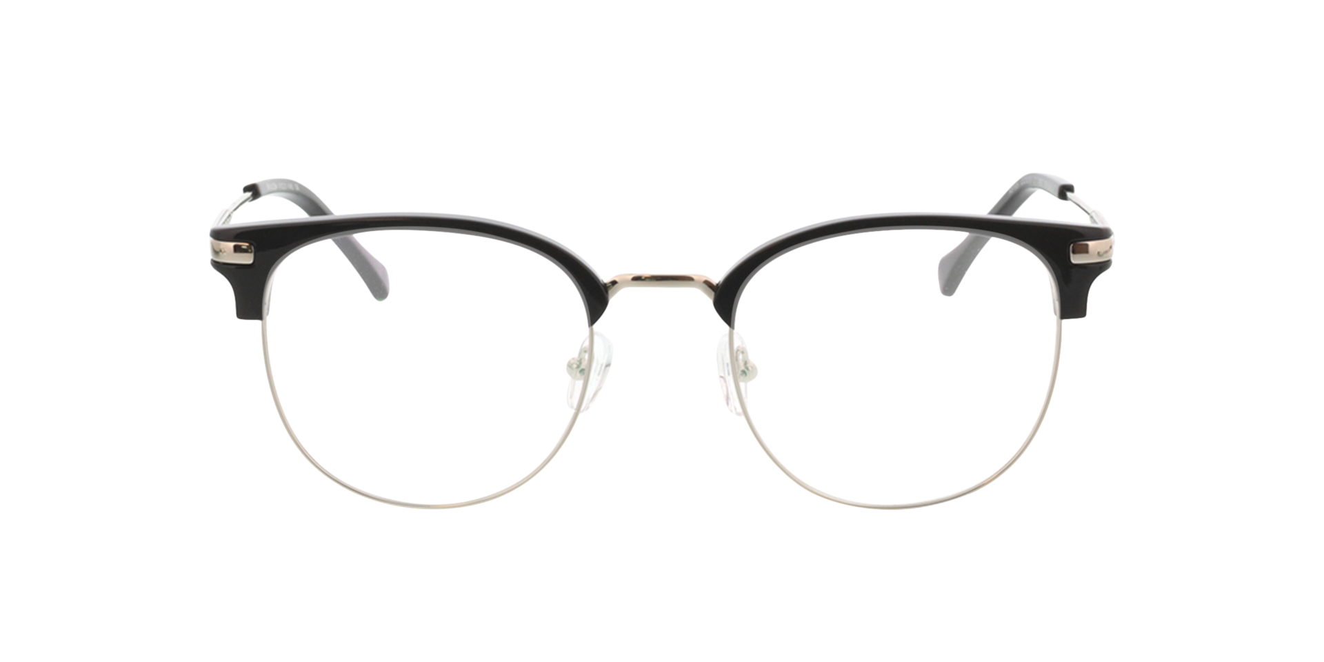 Wimbledon Schwarz & Silber MetallEyeglass Frames von B24, Vorderansicht