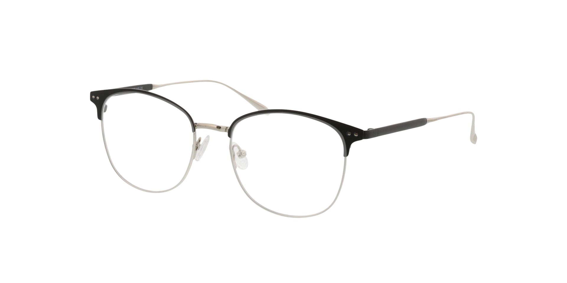 Hampton Schwarz & Silber MetallEyeglass Frames von B24, Dreiviertelansicht