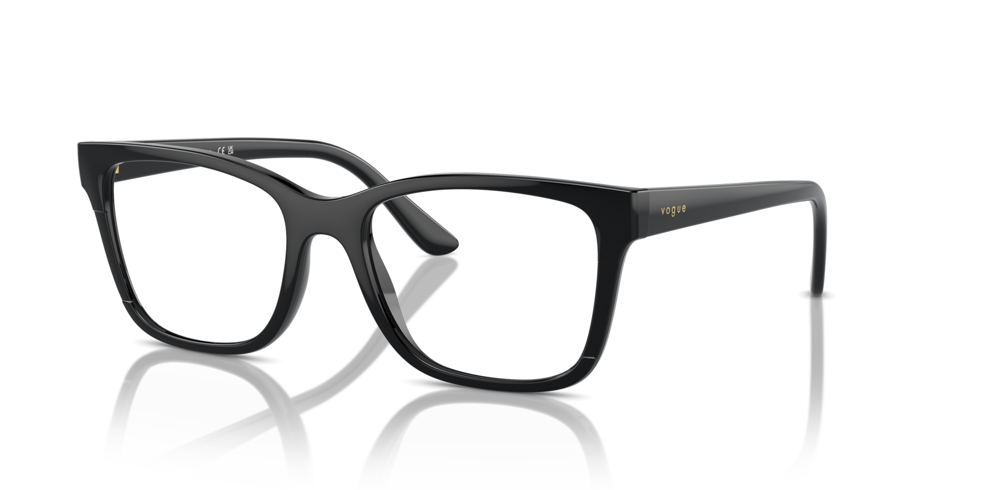 VO5556 Zwart KunststofEyeglass Frames van B24, Hoekweergave