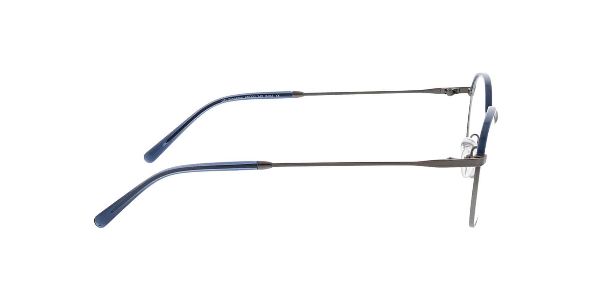 Singapur Blauw  &  mat gunmetal MetaalEyeglass Frames van B24, Zijaanzicht