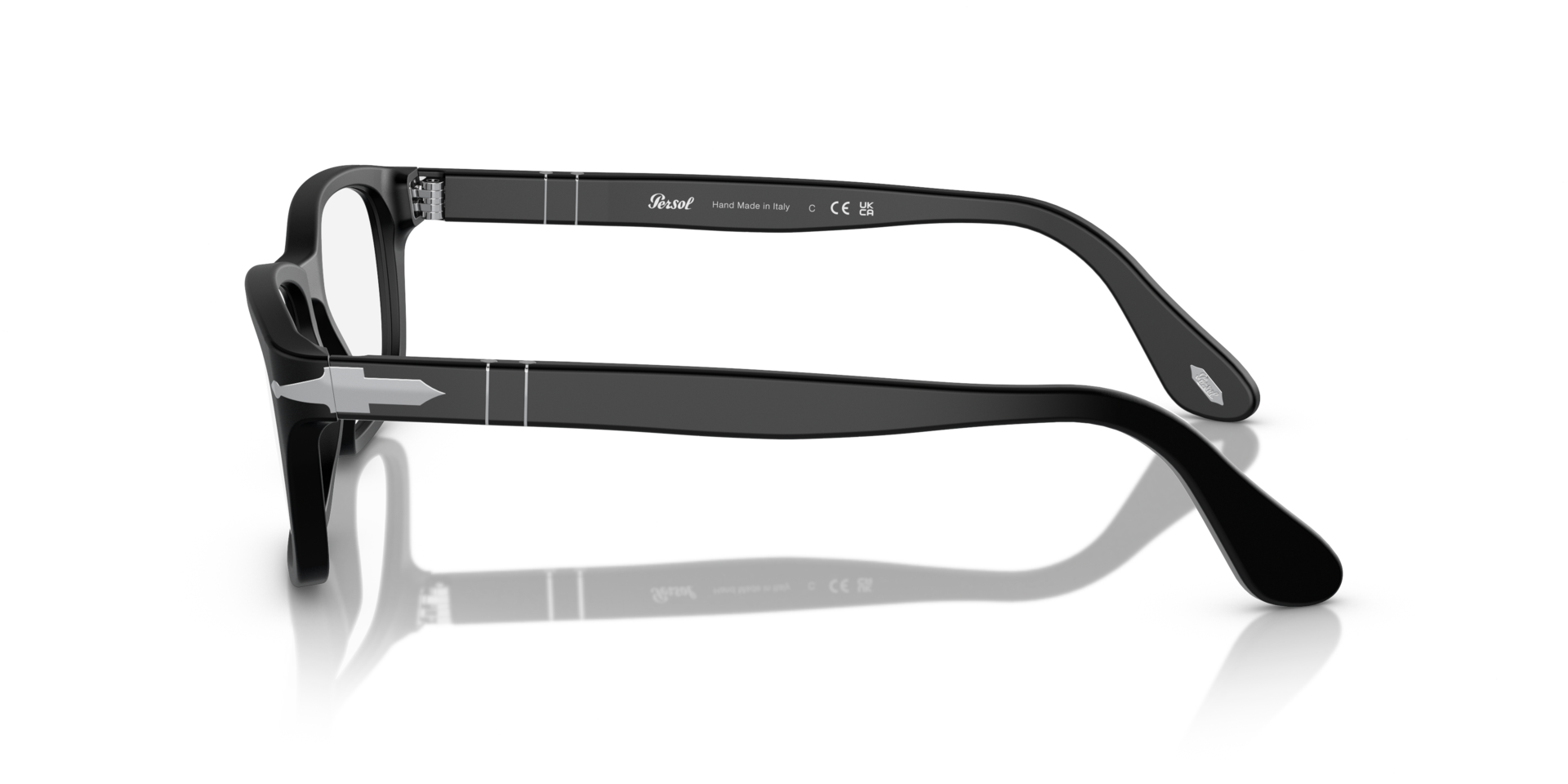 PO3012V Matzwart AcetaatEyeglass Frames van B24, Zijaanzicht