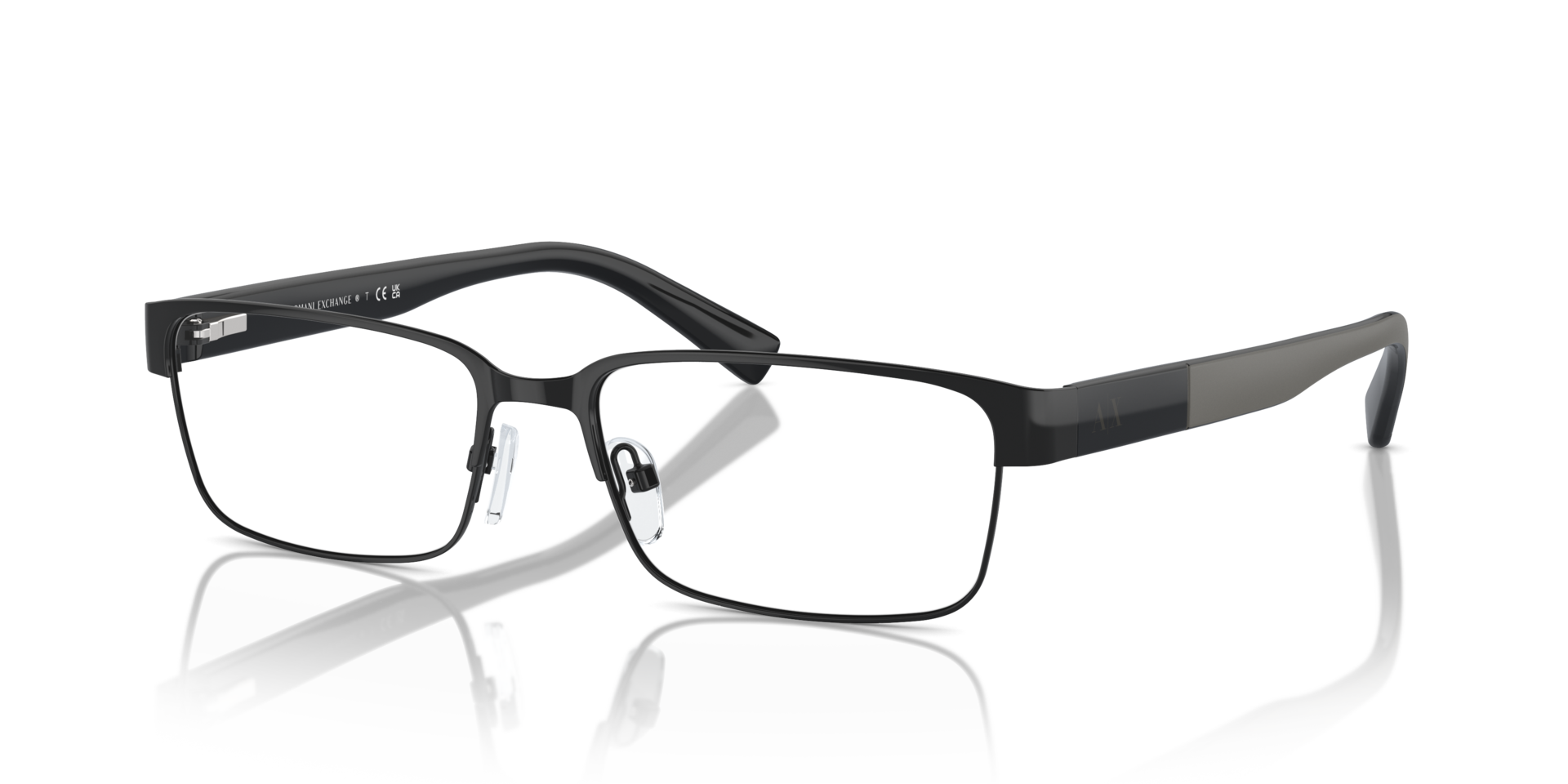 AX1017 Schwarz glänzend MetallEyeglass Frames von B24, Dreiviertelansicht