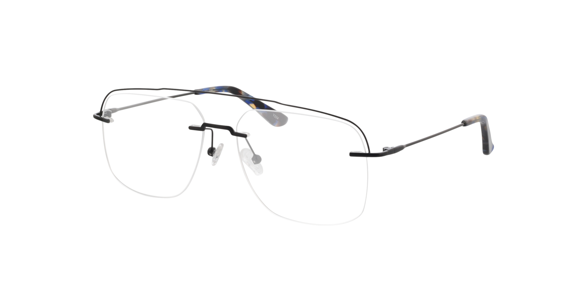 Lee Mattschwarz MetallEyeglass Frames von B24, Dreiviertelansicht