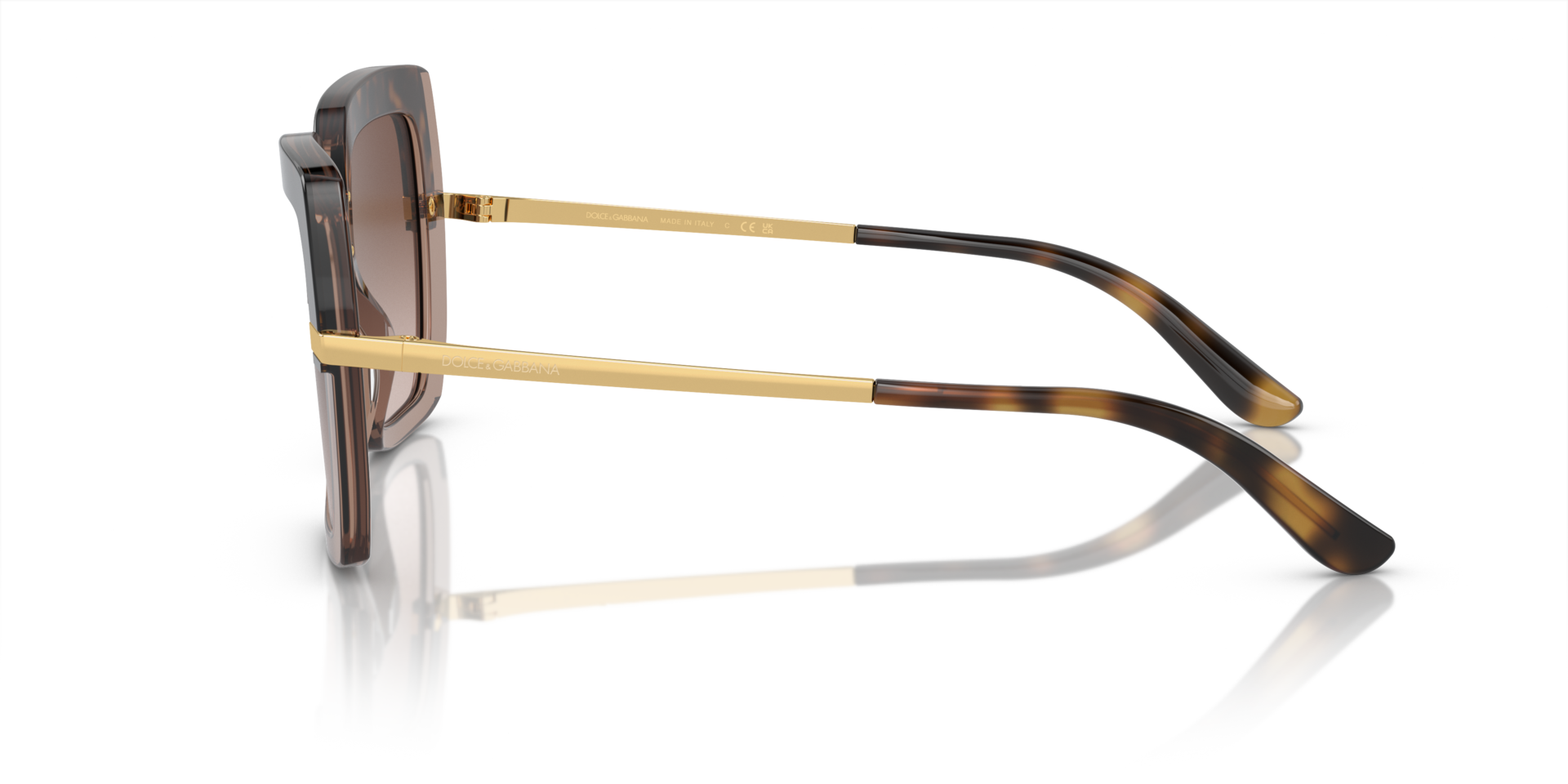 DG4373 Havana op transparant bruin AcetaatSunglass Frames van B24, Zijaanzicht