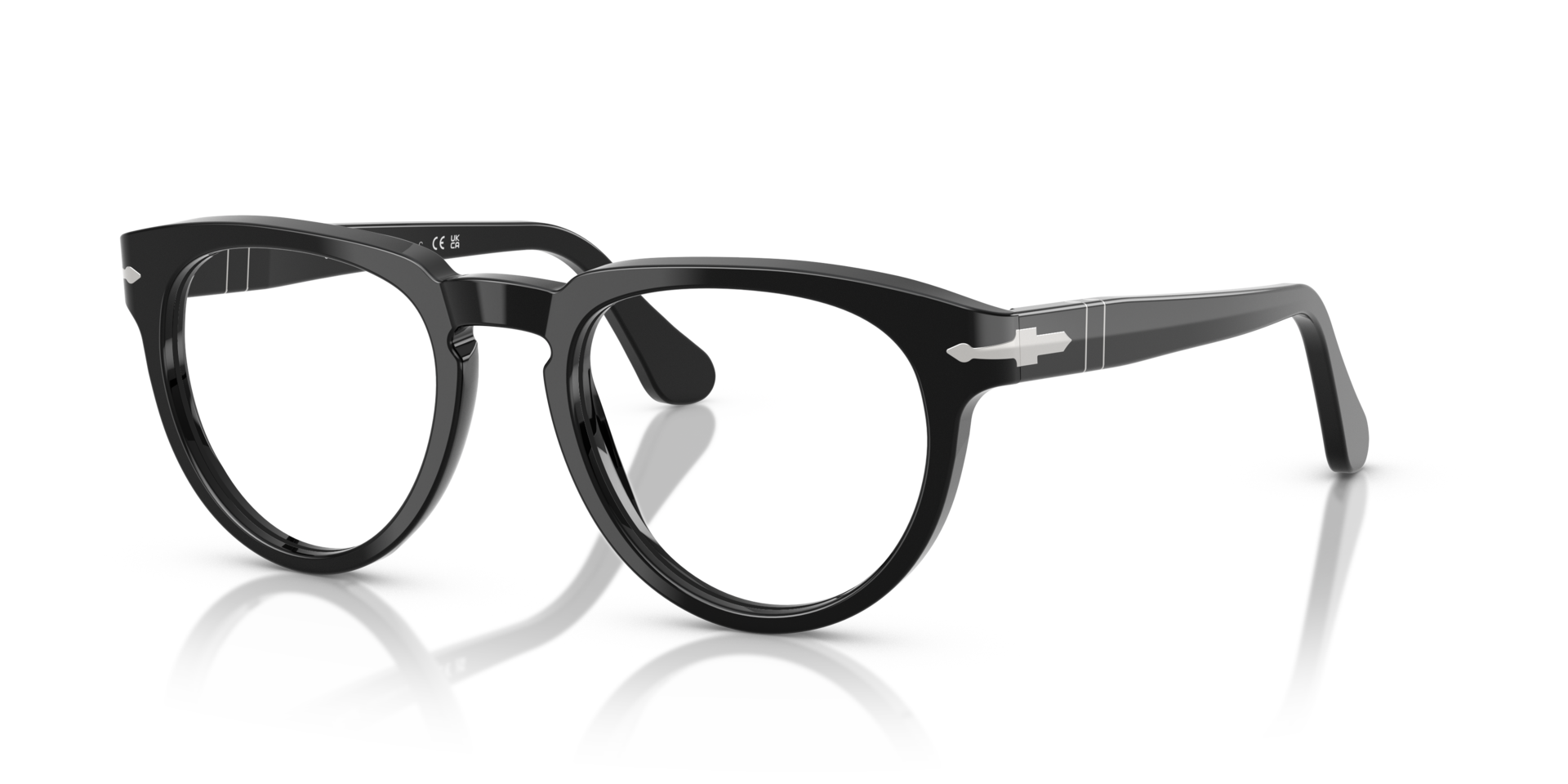 PO3377V Zwart AcetaatEyeglass Frames van B24, Hoekweergave