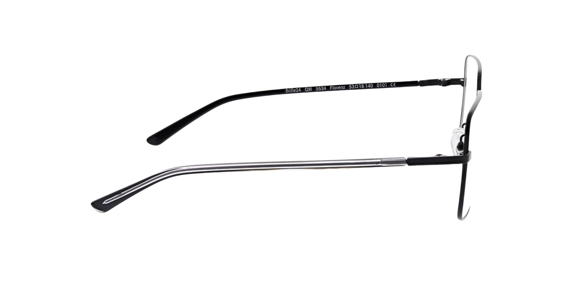 Florenz Schwarz MetallEyeglass Frames von B24, Seitenansicht