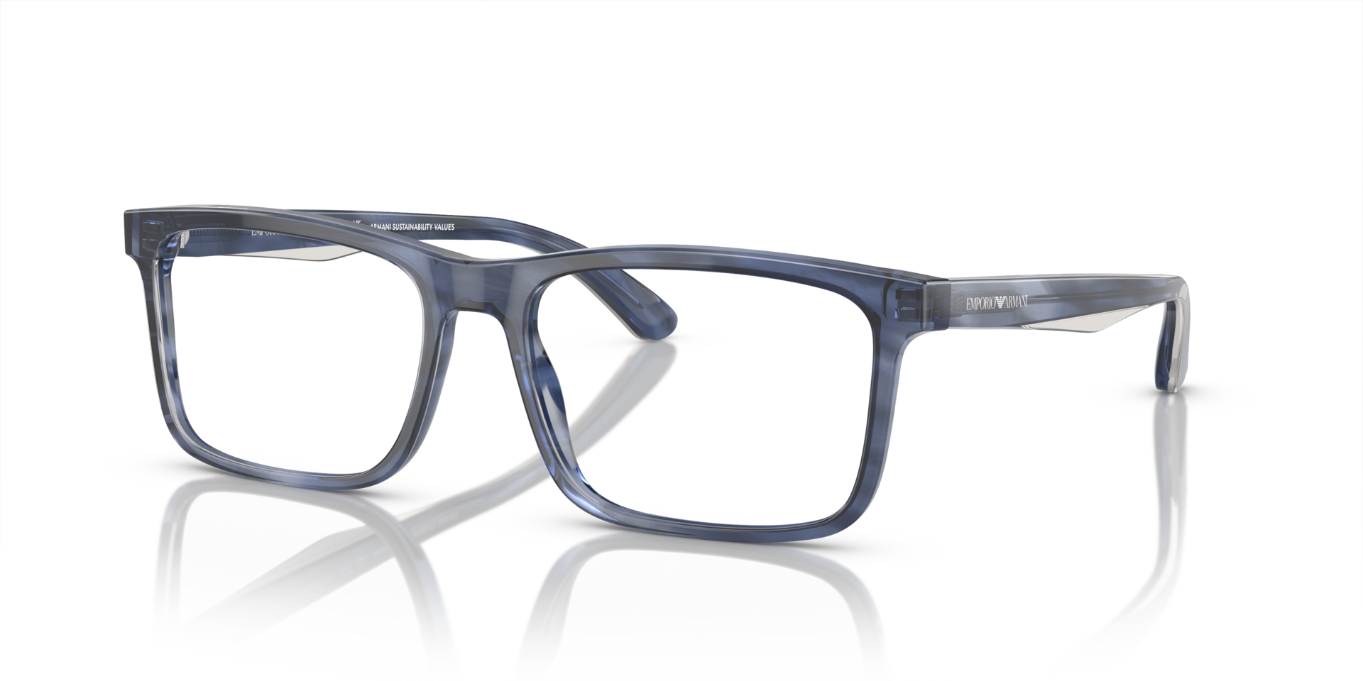 EA3227 Shiny Blue & Top Smoke AcetatEyeglass Frames von B24, Dreiviertelansicht