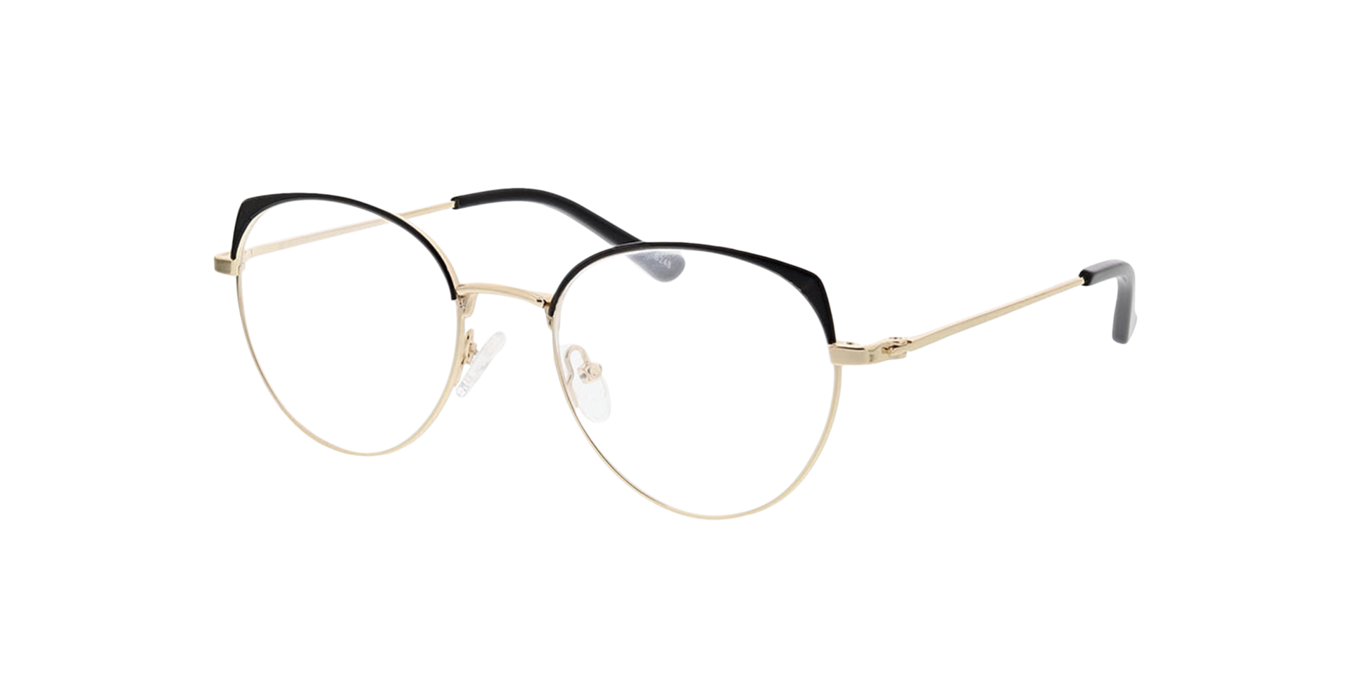 Alison Schwarz & Gold MetallEyeglass Frames von B24, Dreiviertelansicht