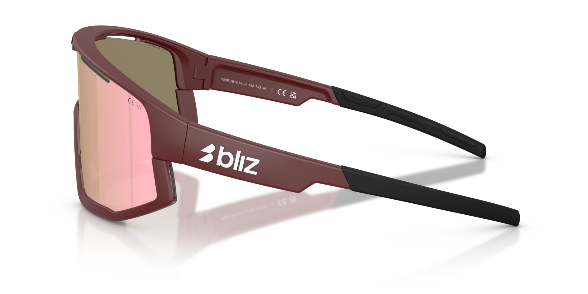 ZB7013 Matte Burgundy KunststoffSunglass Frames von B24, Seitenansicht