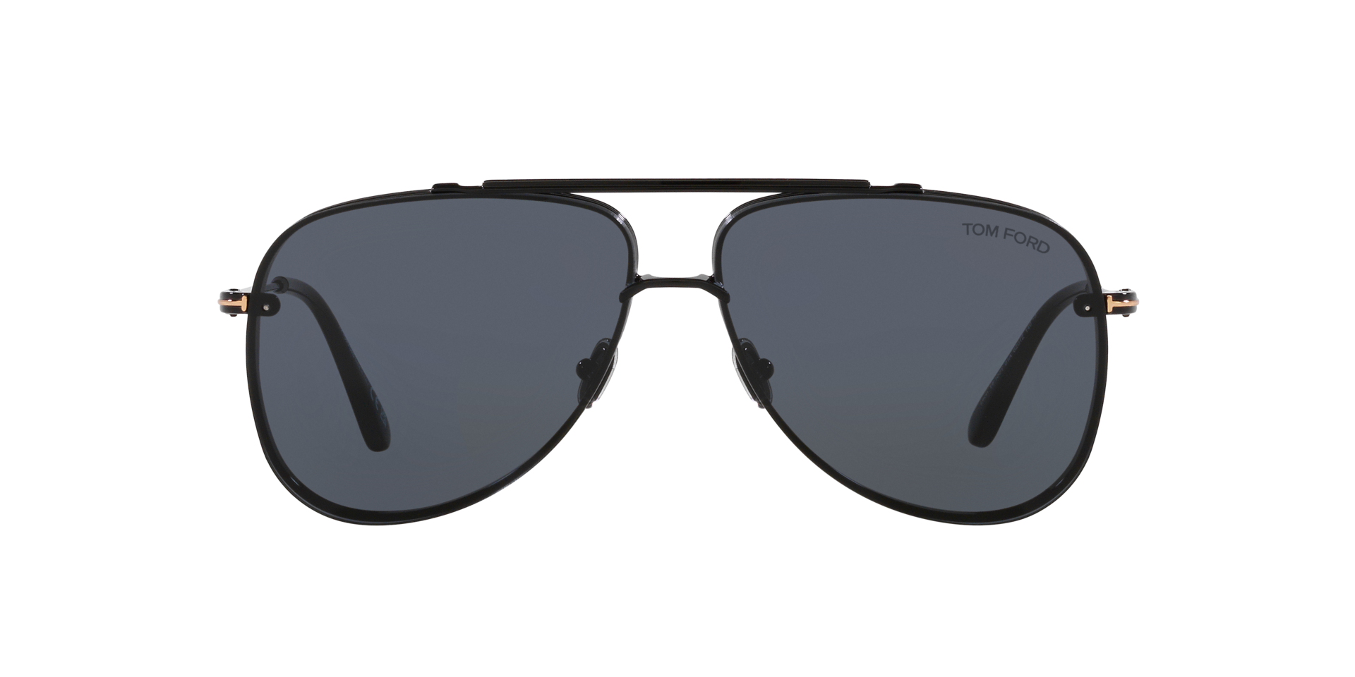FT1071 Zwart glanzend MetaalSunglass Frames van B24, Vooraanzicht